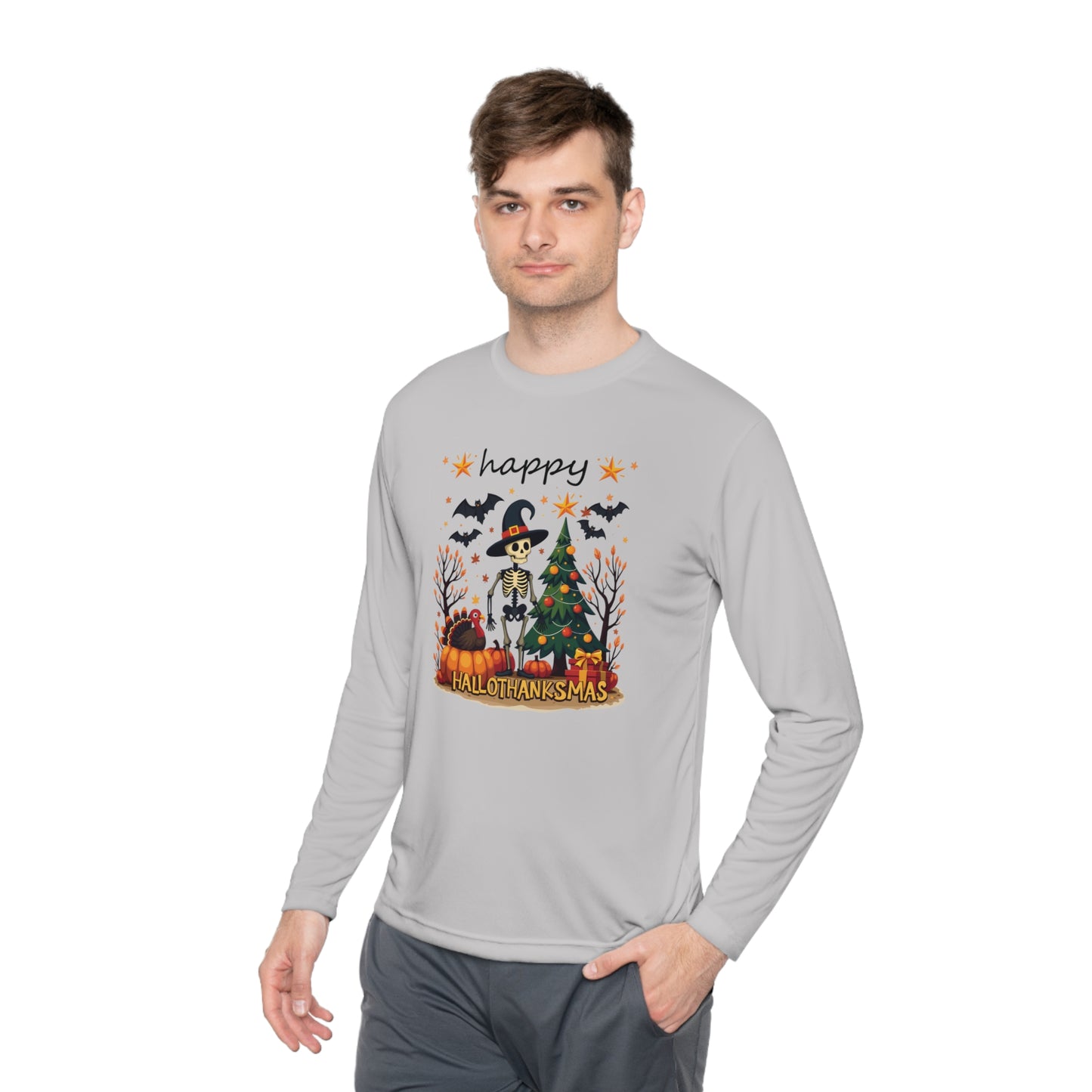 Happy hellothanksmas,  Unisex Lightweight Long Sleeve Tee