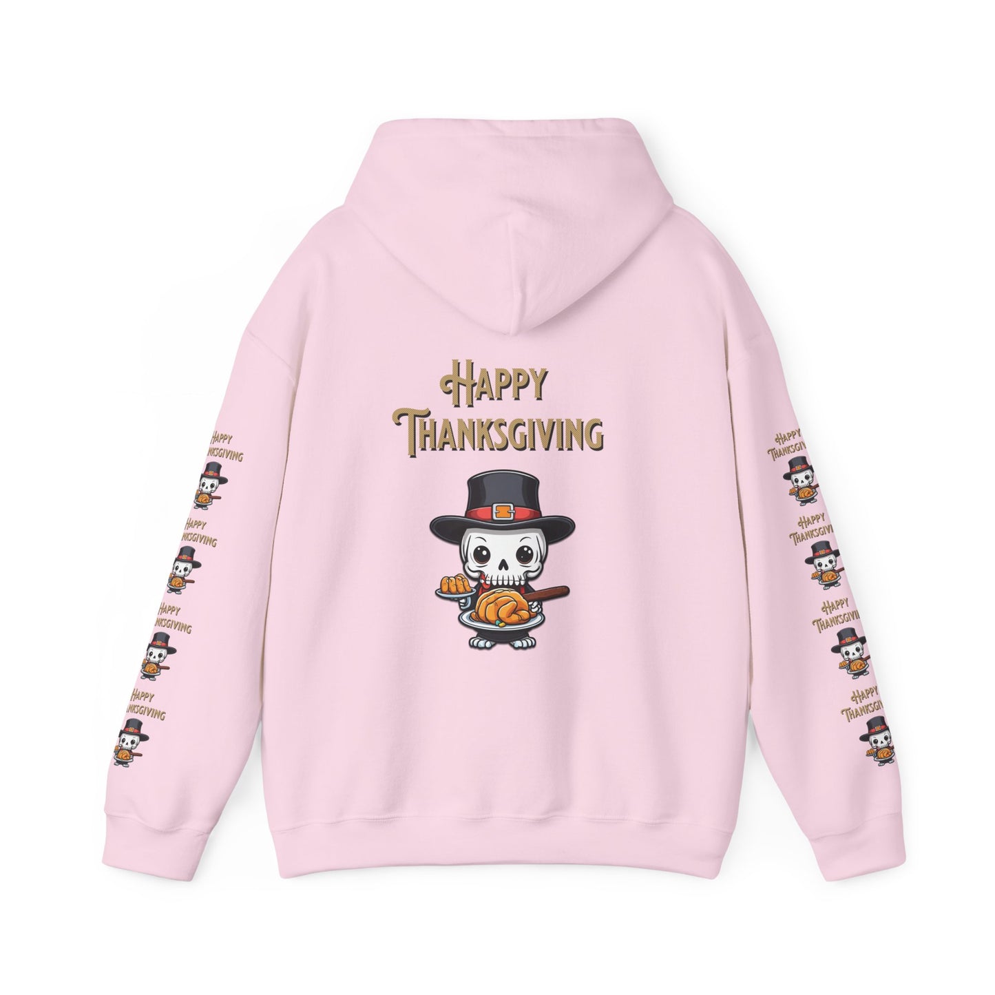 Happy thanksgiving,  Unisex Heavy Blend™ Hooded Sweatshirt (side arm design)