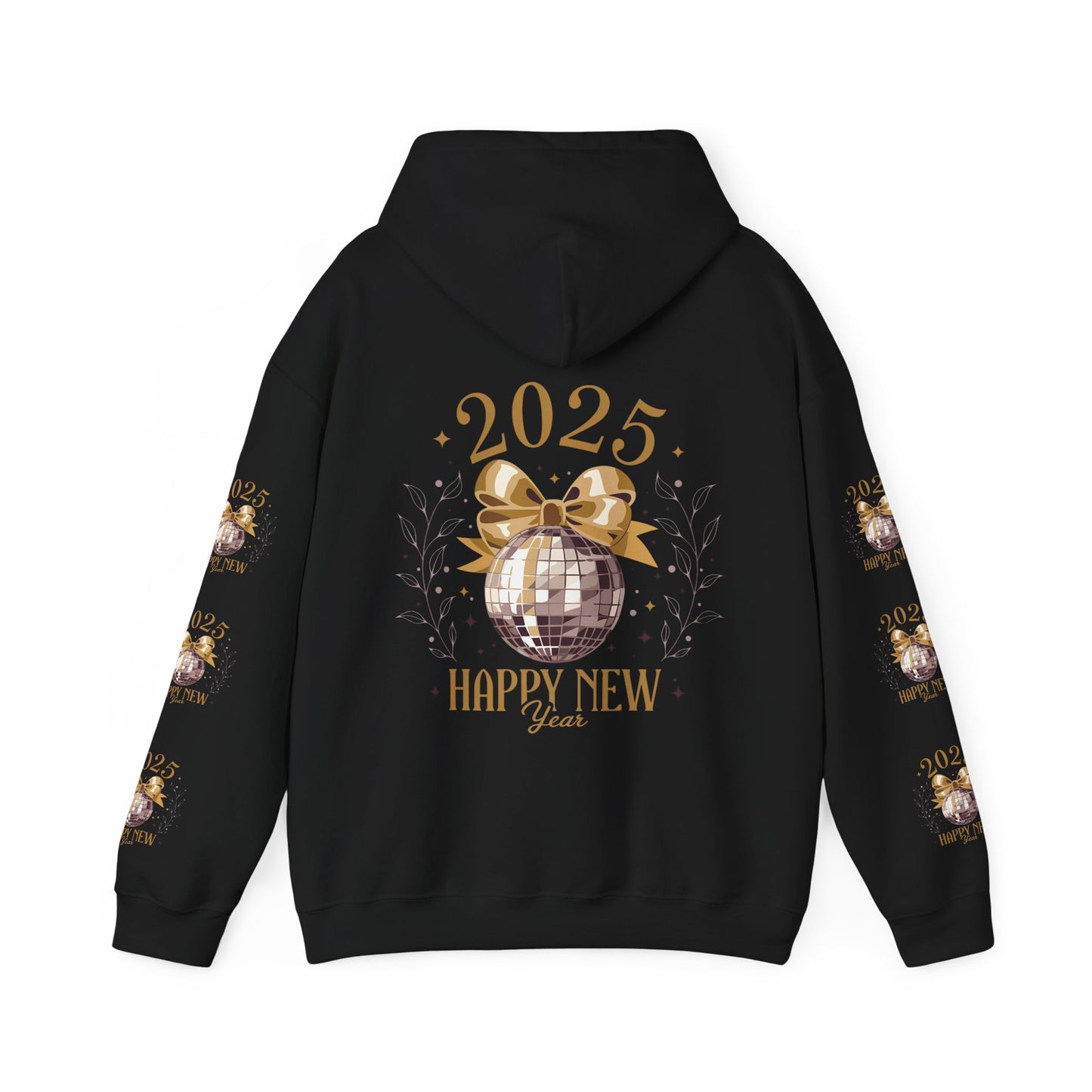 Happy new year, Unisex Heavy Blend™ Hooded Sweatshirt (sleeve arm design)