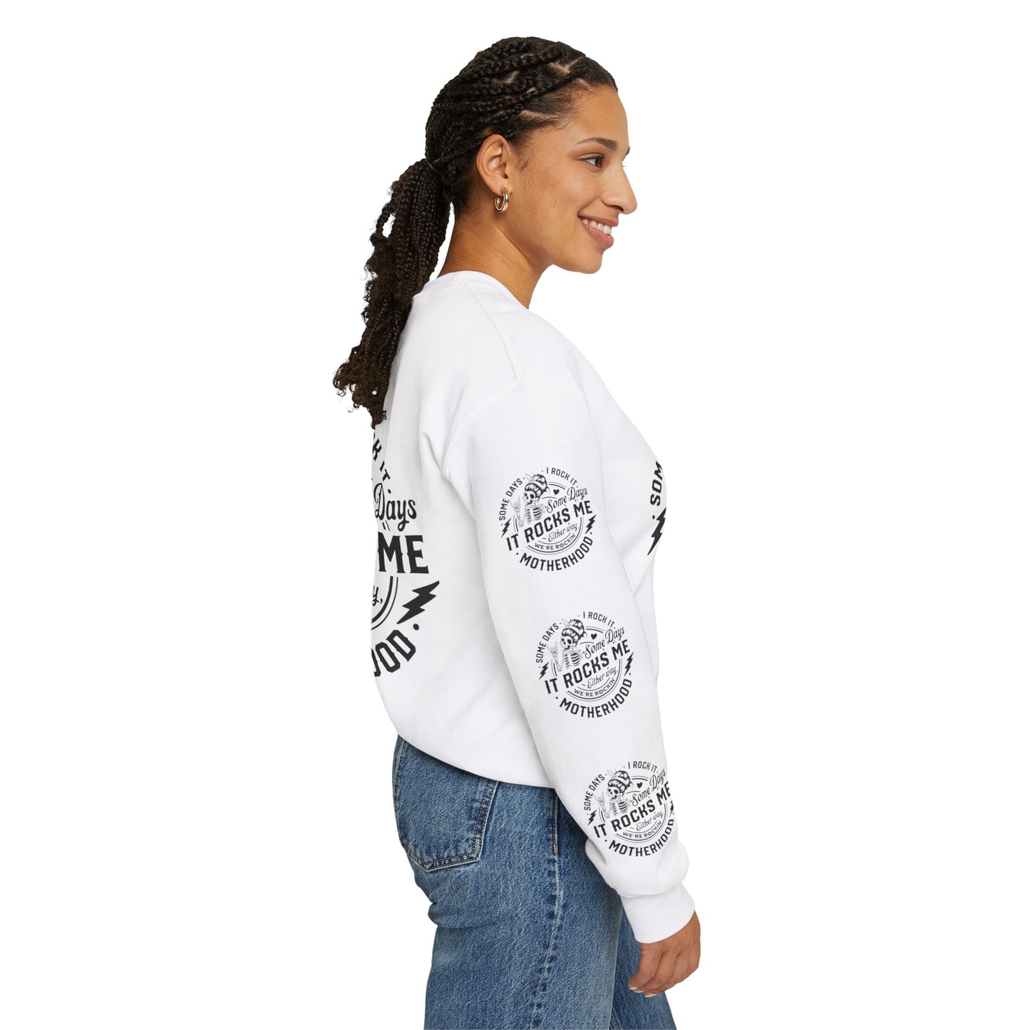 Rocking motherhood, ™ Crewneck Sweatshirt ( side arm design)