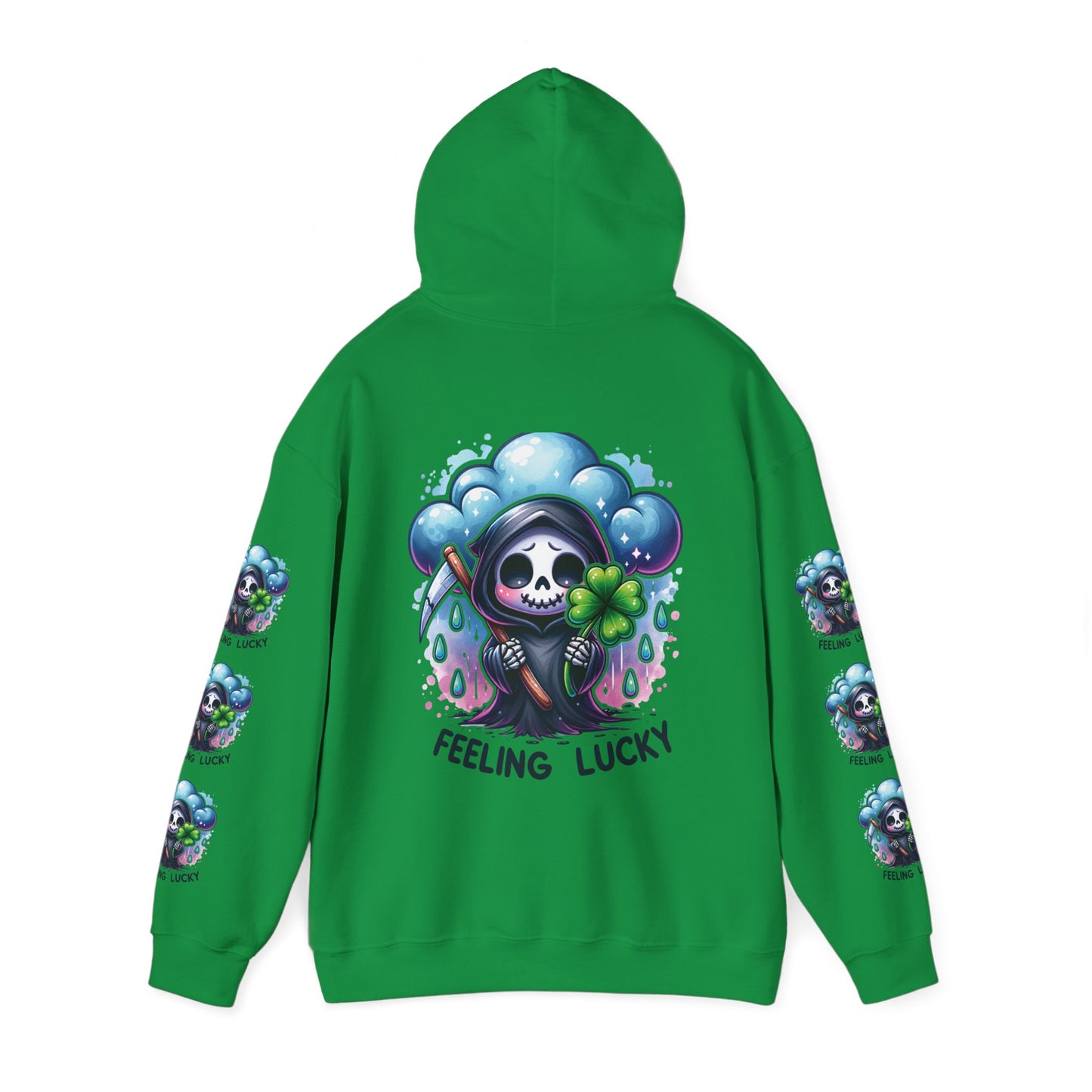 Feeling lucky,  Unisex Heavy Blend™ Hooded Sweatshirt (side arm design)