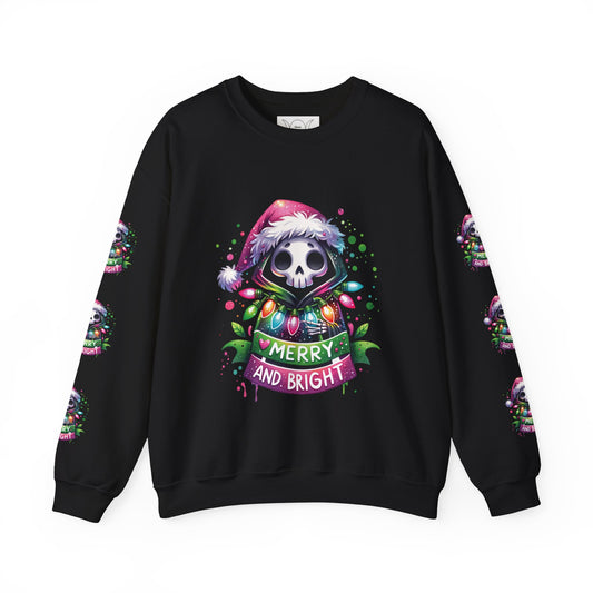 Merry and bright, ™ Crewneck Sweatshirt ( sleeve design )