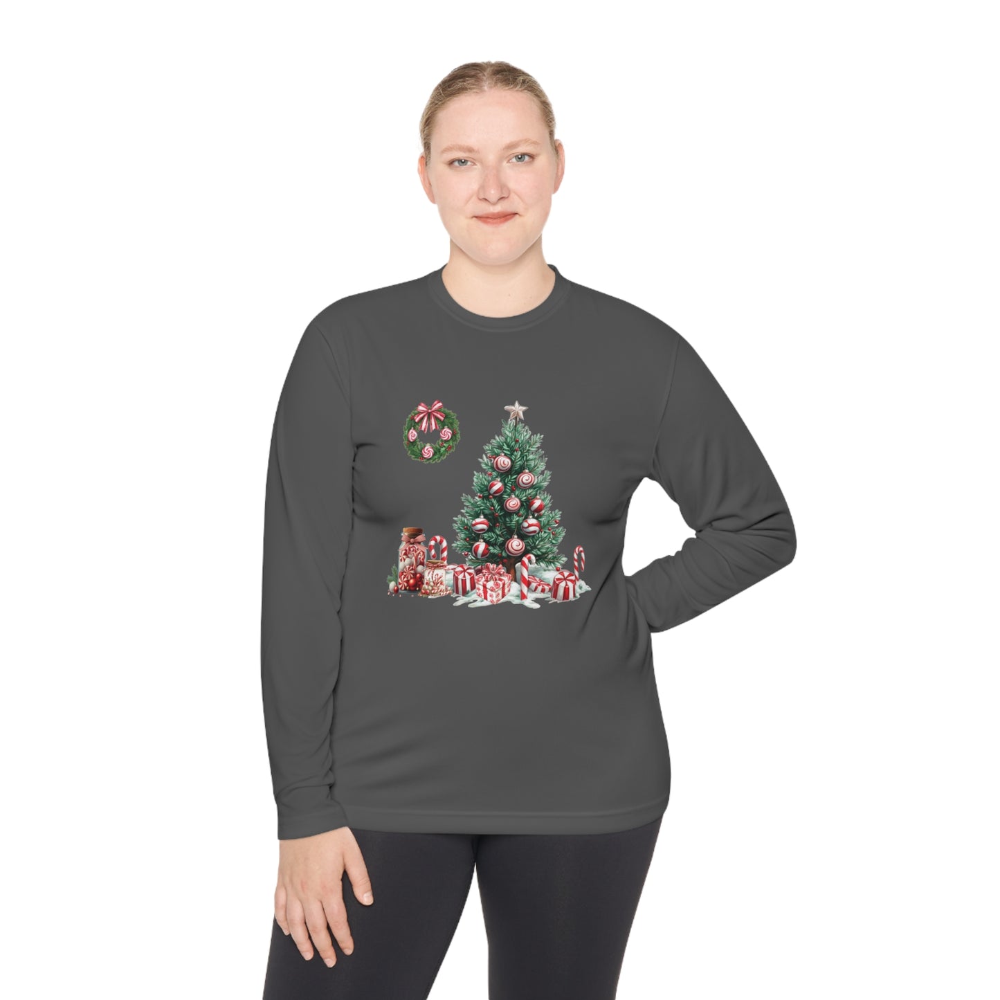 Peppermint Christmas,  Unisex Lightweight Long Sleeve Tee