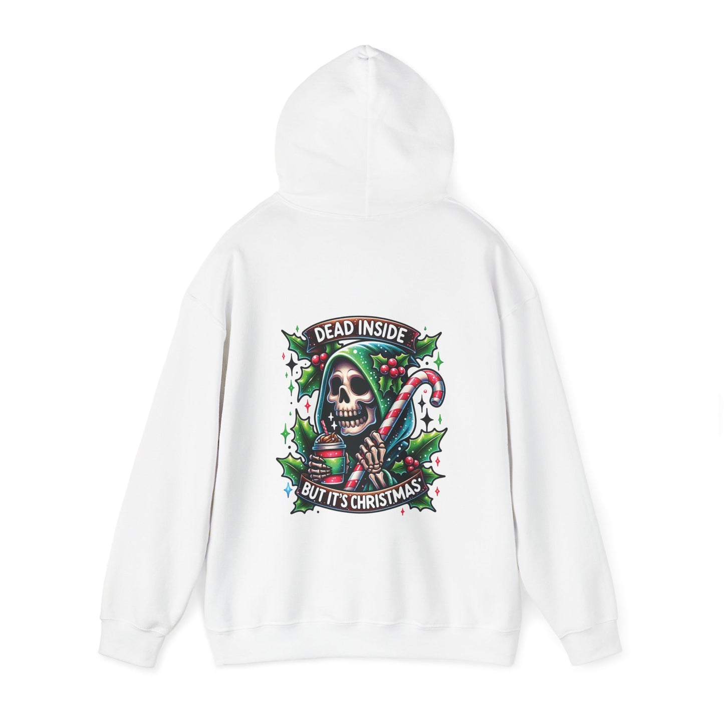 Dead inside but it’s Christmas,  Unisex Heavy Blend™ Hooded Sweatshirt (no sleeve arm design)