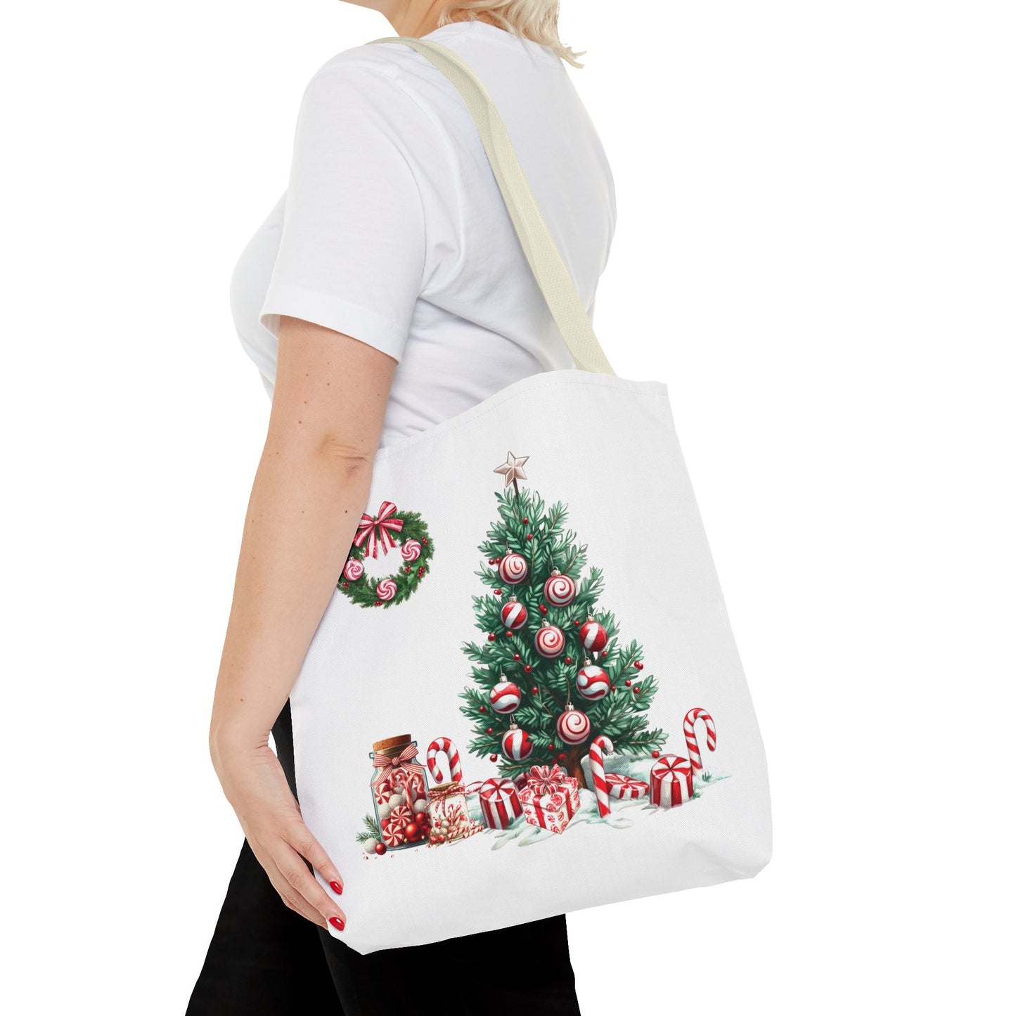 Peppermint Christmas, Tote Bag (AOP)