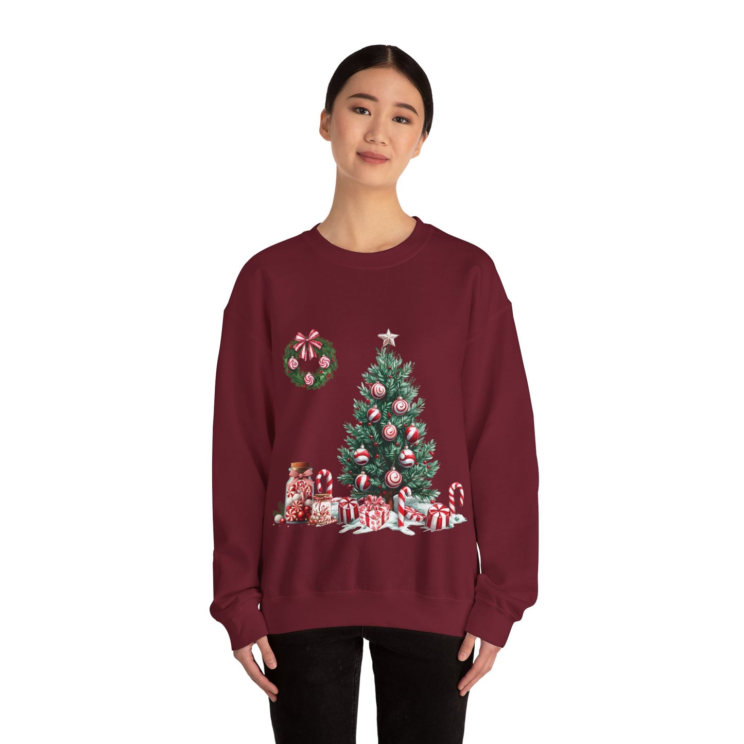 Peppermint Christmas , ™ Crewneck Sweatshirt ( no sleeve design )