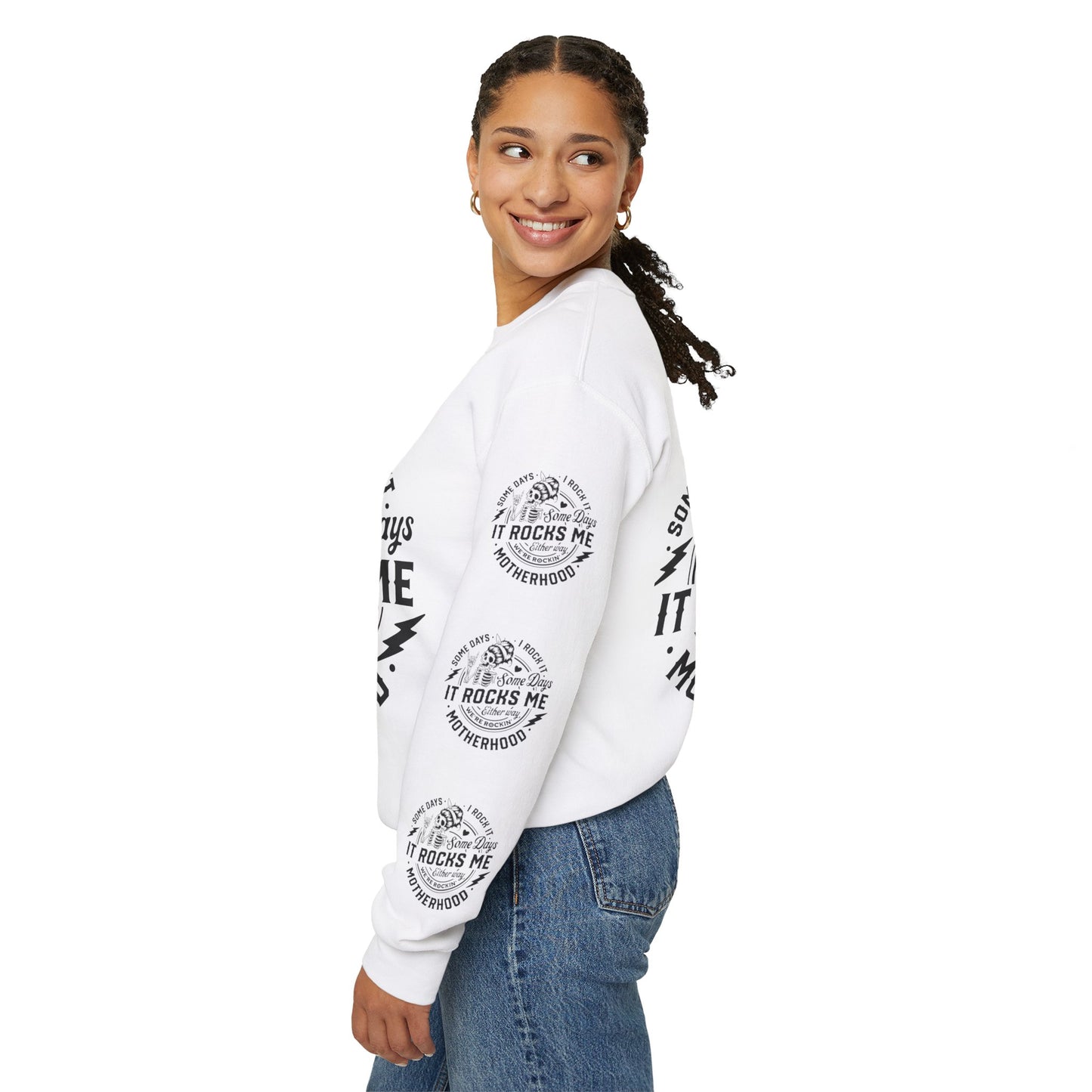 Rocking motherhood, ™ Crewneck Sweatshirt ( side arm design)