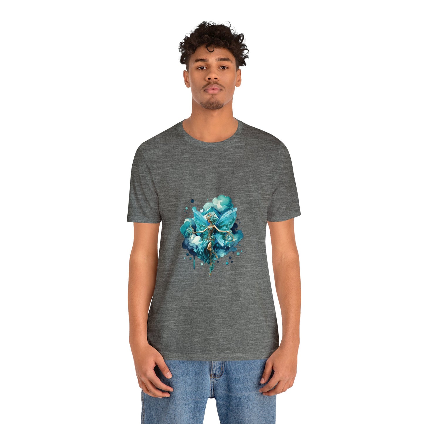 March aquamarine fairy, Unisex Jersey Short Sleeve Tee  no arm design