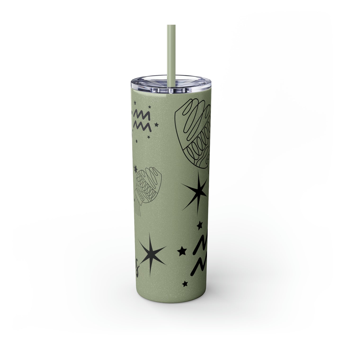 Aquarius, Skinny Tumbler with Straw, 20oz