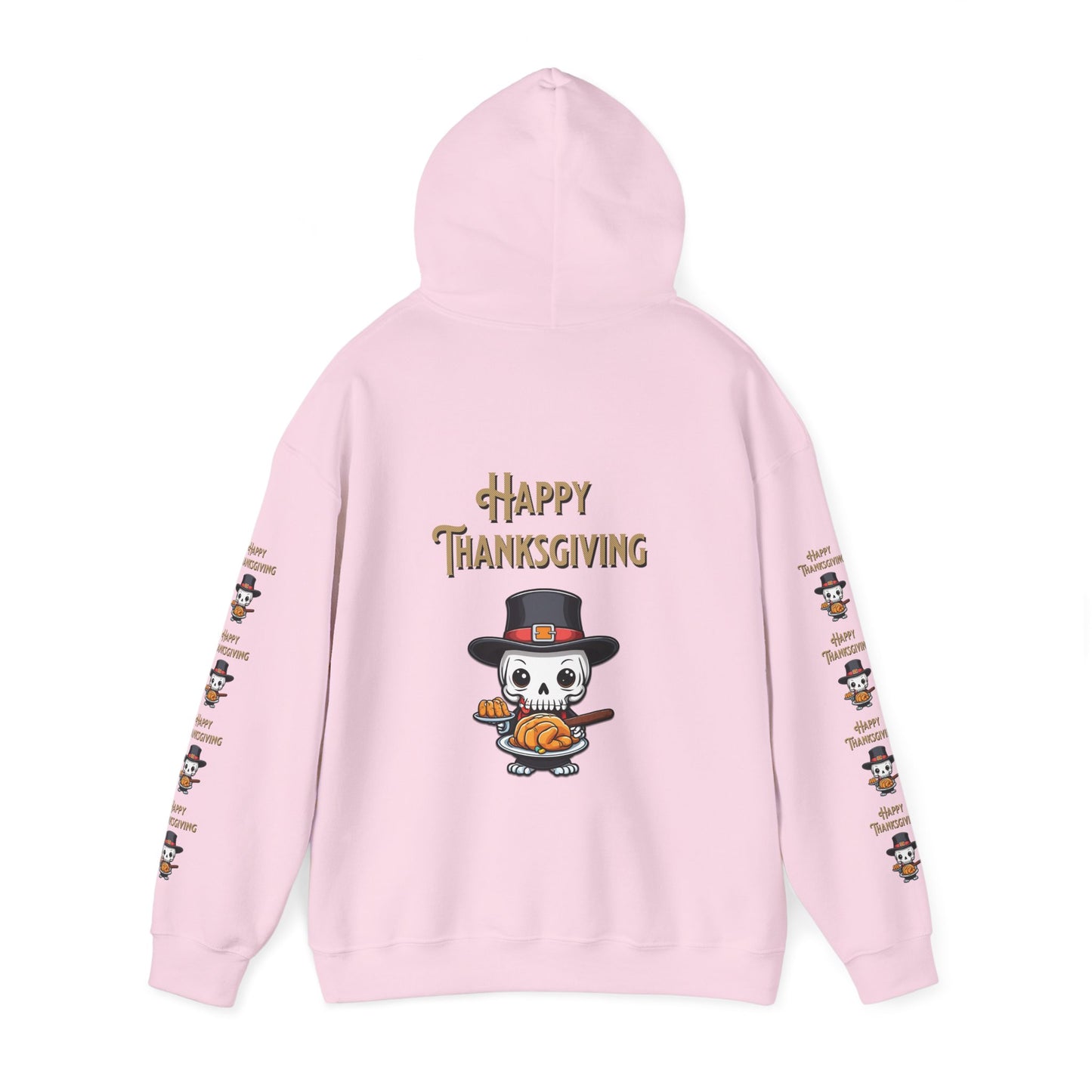 Happy thanksgiving,  Unisex Heavy Blend™ Hooded Sweatshirt (side arm design)