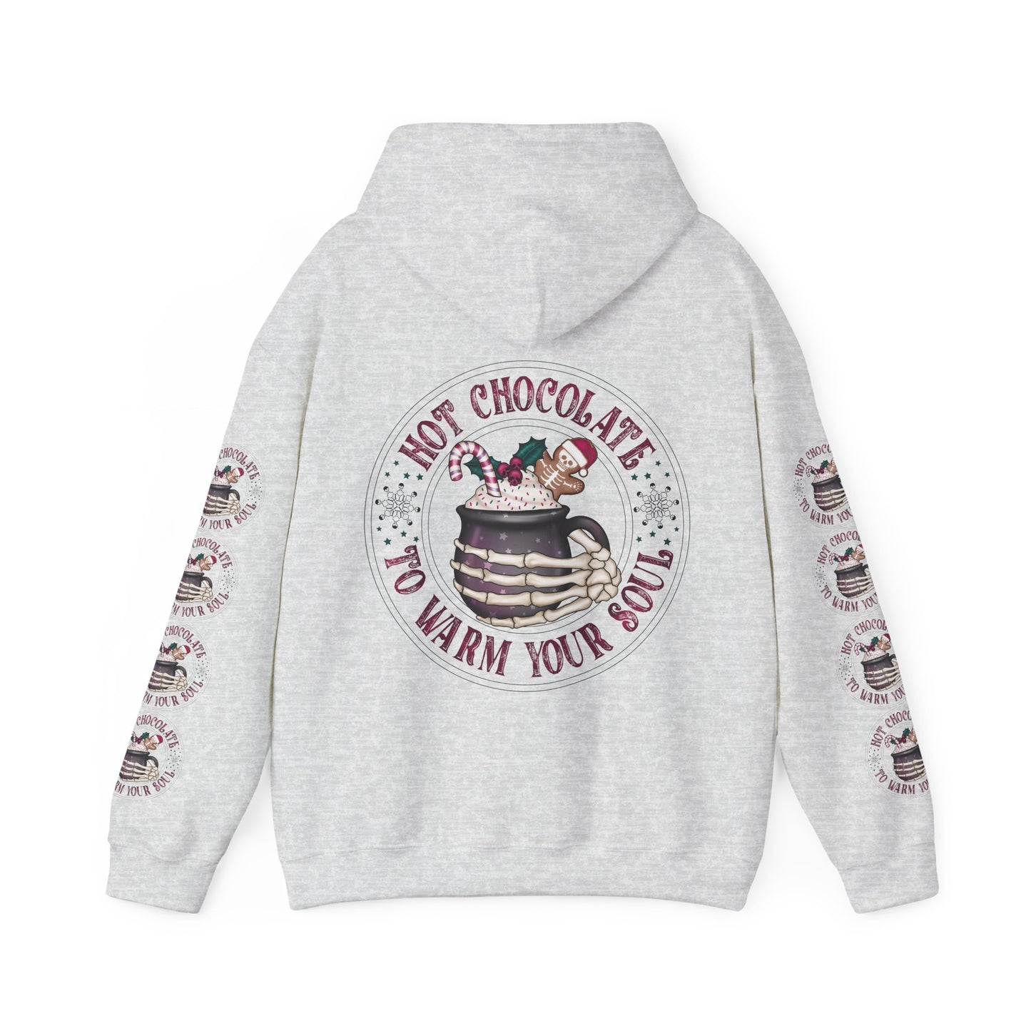 Hot chocolate to warm up my soul,  Unisex Heavy Blend™ Hooded Sweatshirt (side arm design)