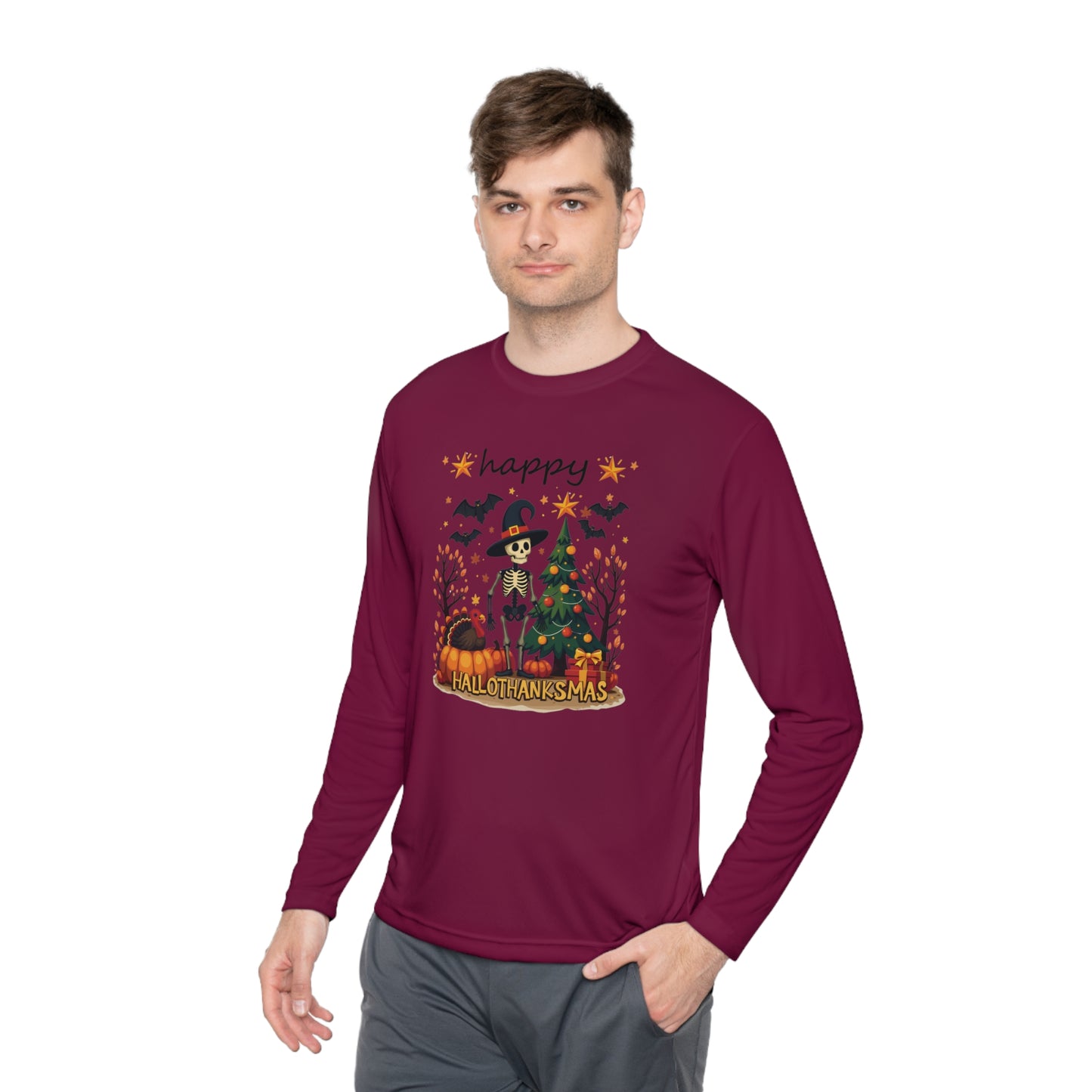 Happy hellothanksmas,  Unisex Lightweight Long Sleeve Tee