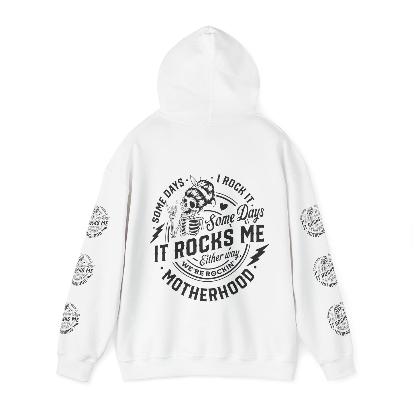 Rocking motherhood ,  Unisex Heavy Blend™ Hooded Sweatshirt (side arm design)