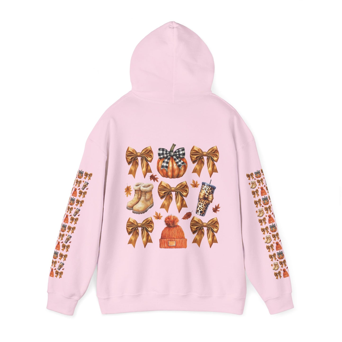 Fall and bows ,  Unisex Heavy Blend™ Hooded Sweatshirt (sleeve arm design)