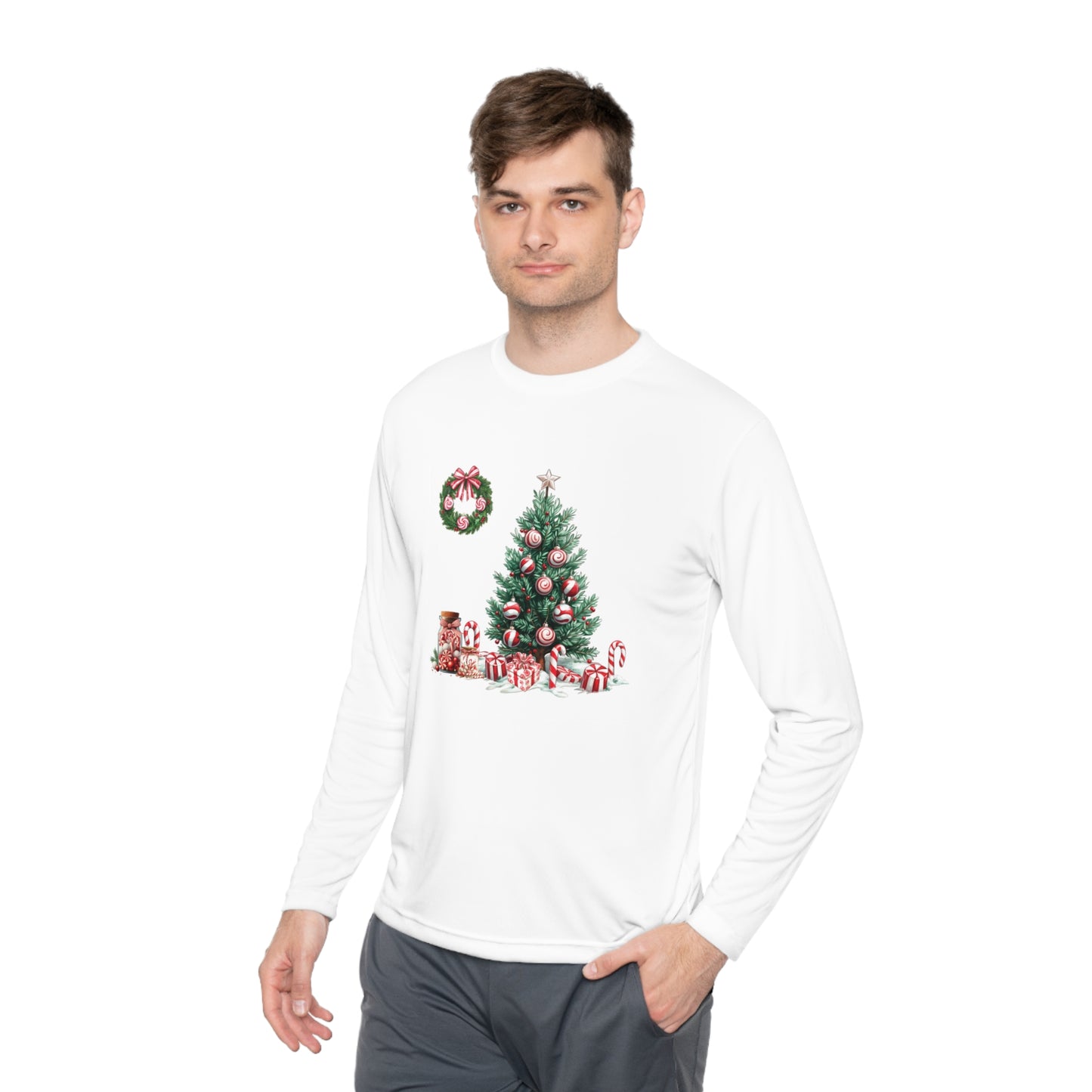 Peppermint Christmas,  Unisex Lightweight Long Sleeve Tee