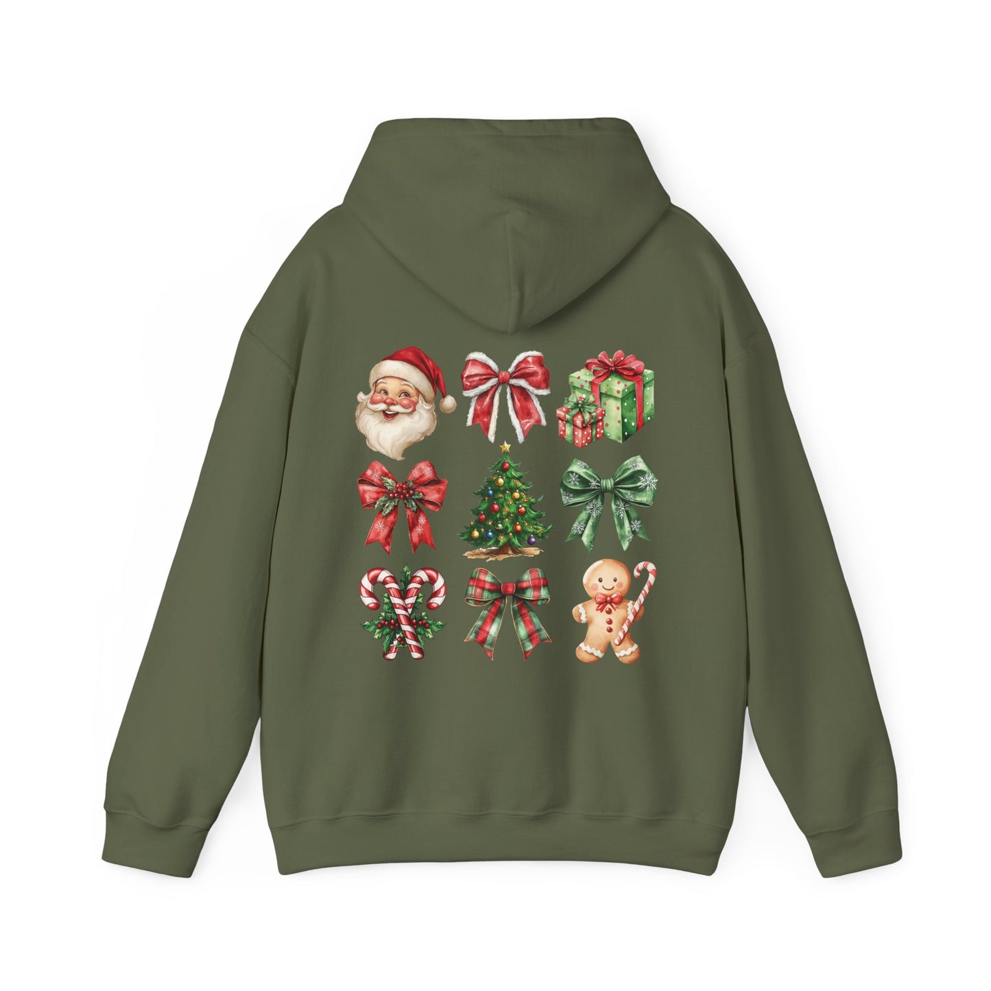 Christmas and bows ,  Unisex Heavy Blend™ Hooded Sweatshirt (no sleeve arm design)