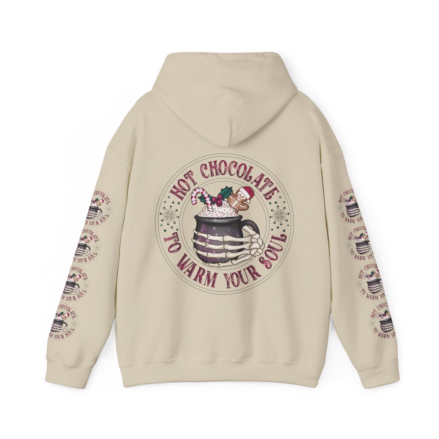 Hot chocolate to warm up my soul,  Unisex Heavy Blend™ Hooded Sweatshirt (side arm design)