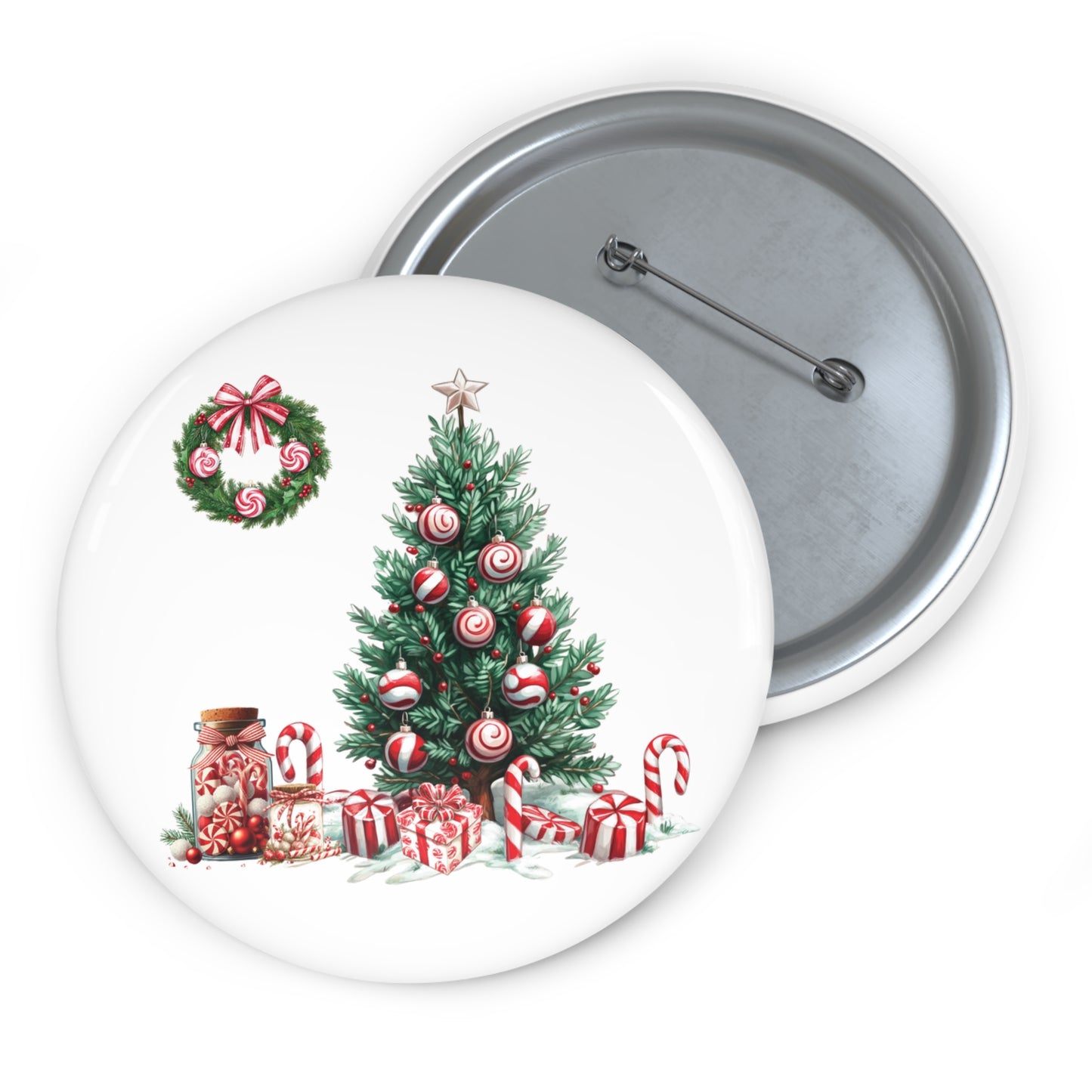 Peppermint Christmas , Custom Pin Buttons