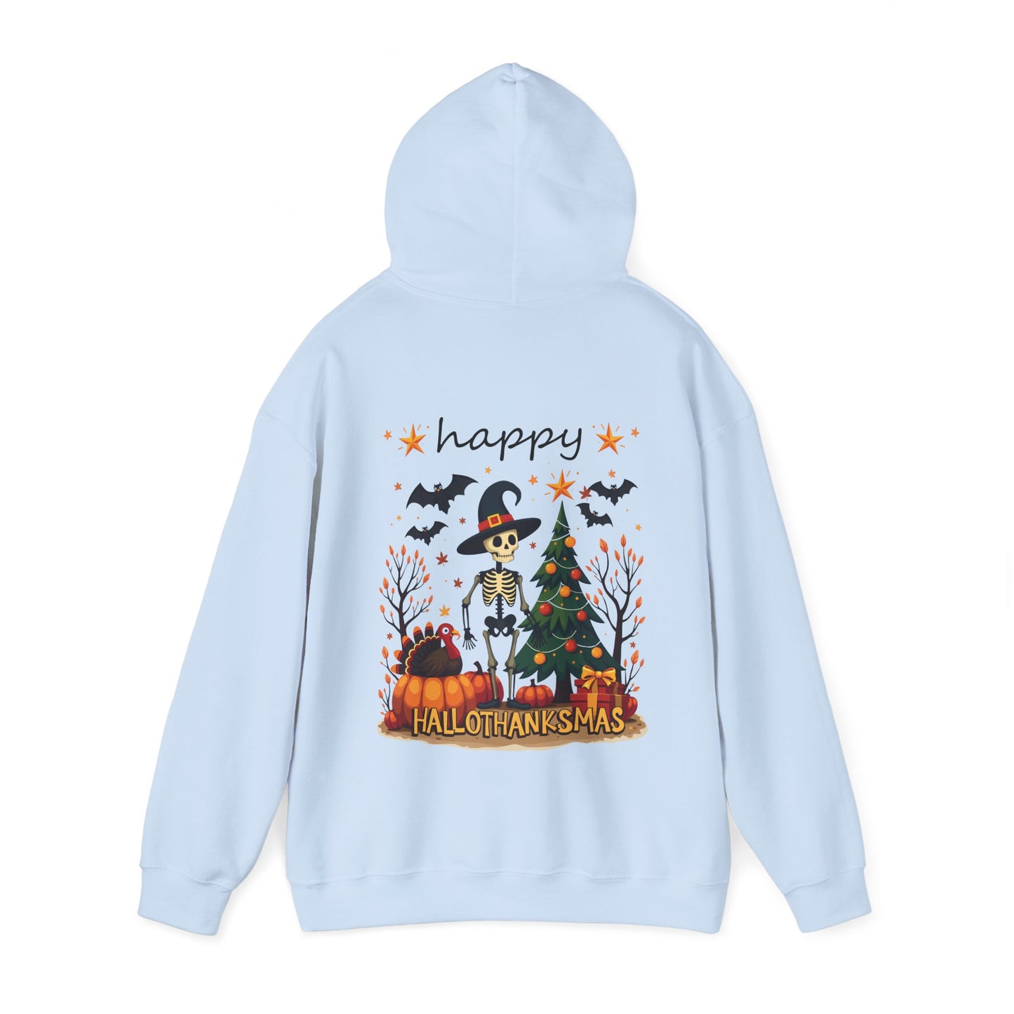 Happy hallothankmas ,  Unisex Heavy Blend™ Hooded Sweatshirt (no side arm design)