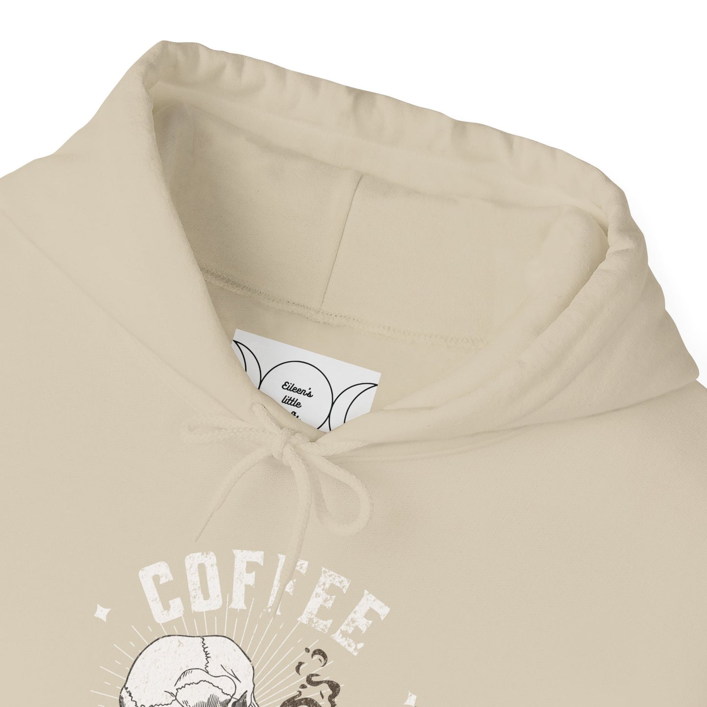 Coffee my first love now & forever, Unisex Heavy Blend™ Hooded Sweatshirt (no sleeve arm design)