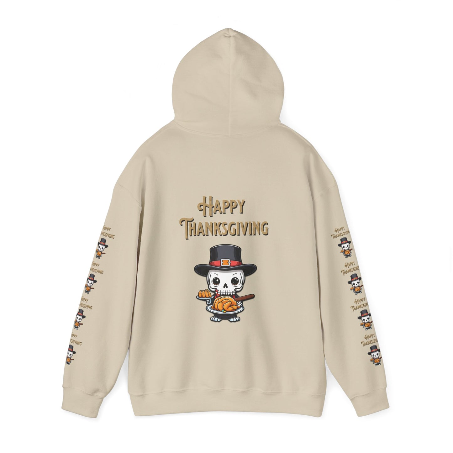 Happy thanksgiving,  Unisex Heavy Blend™ Hooded Sweatshirt (side arm design)