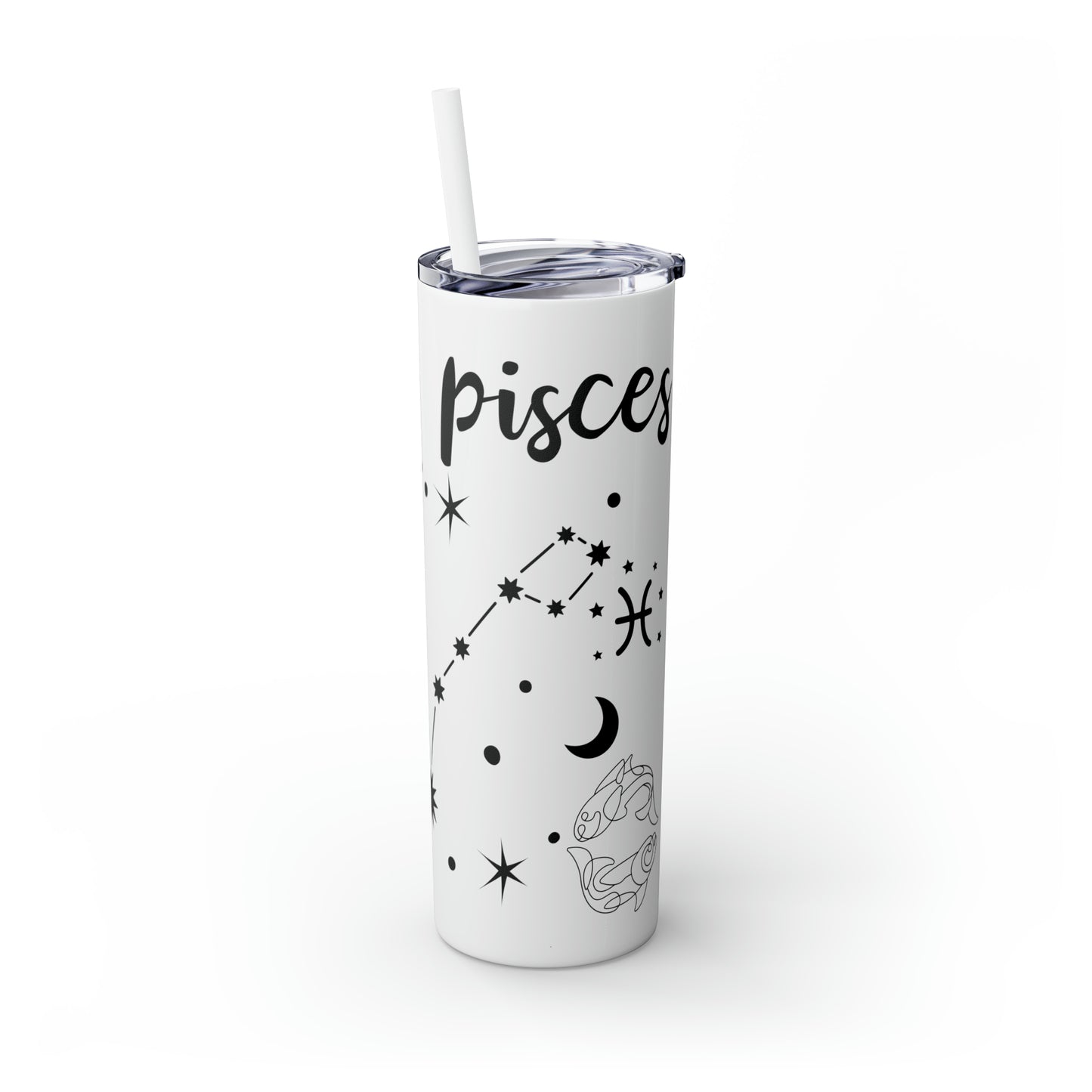 Pisces , Skinny Tumbler with Straw, 20oz