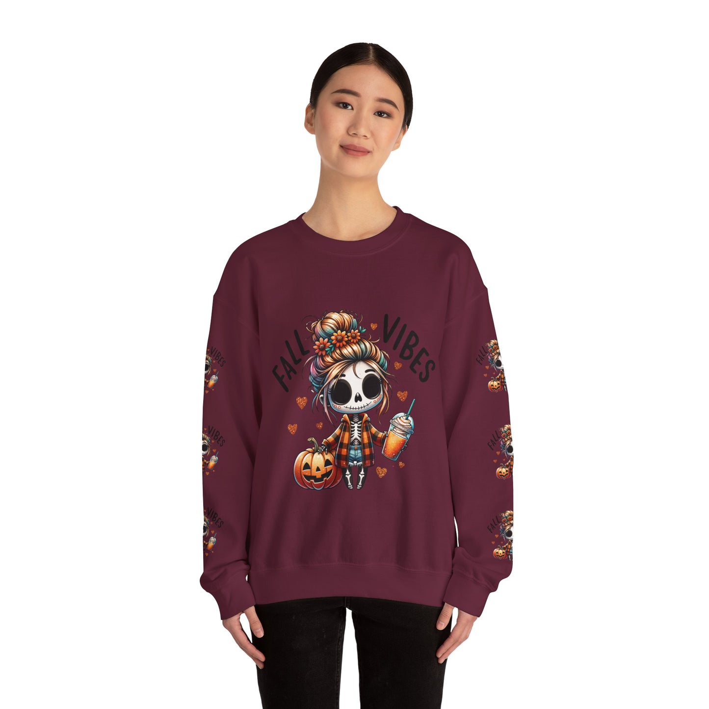 Fall vibes, ™ Crewneck Sweatshirt ( sleeve design )