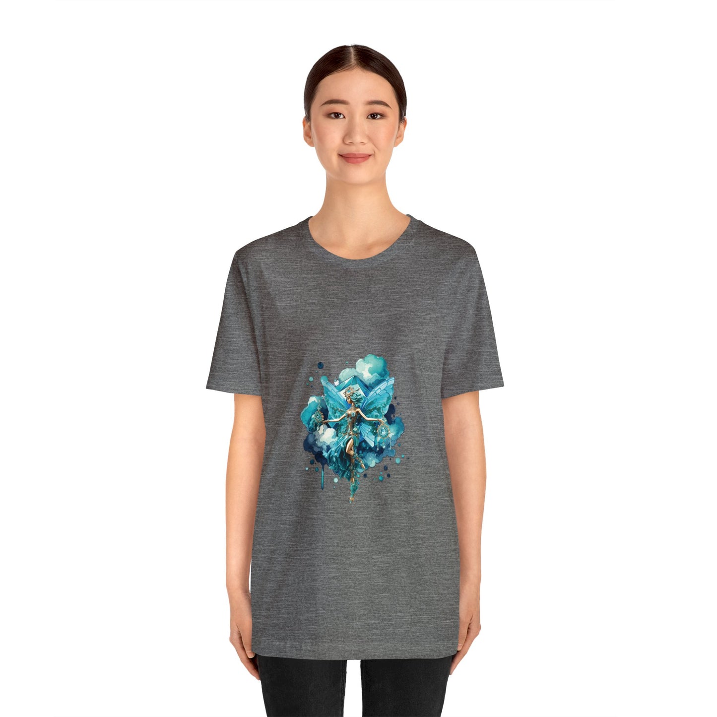 March aquamarine fairy, Unisex Jersey Short Sleeve Tee  no arm design