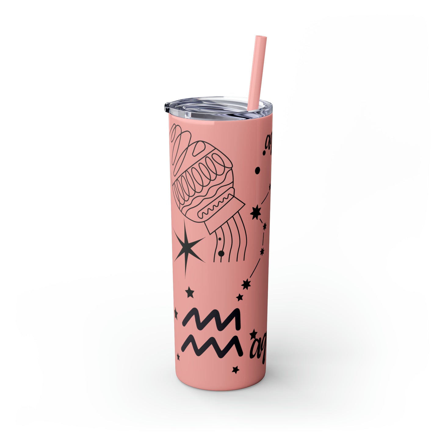 Aquarius, Skinny Tumbler with Straw, 20oz