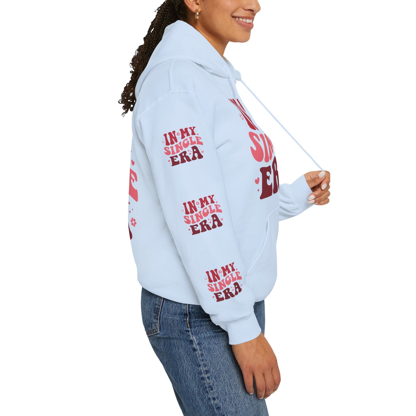 In my single era, Unisex Heavy Blend™ Hooded Sweatshirt (side arm design)