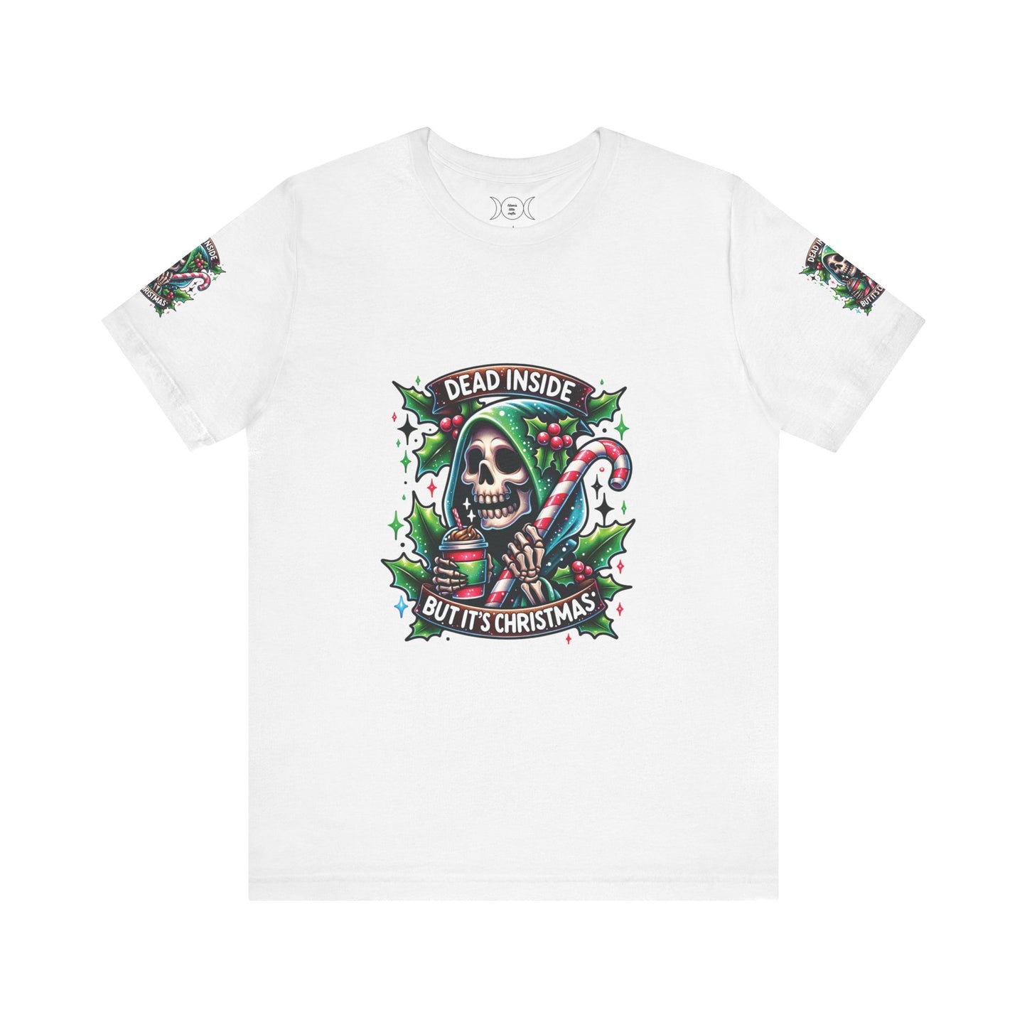 Dead inside but it’s Christmas , Unisex Jersey Short Sleeve Tee ( sleeve design)