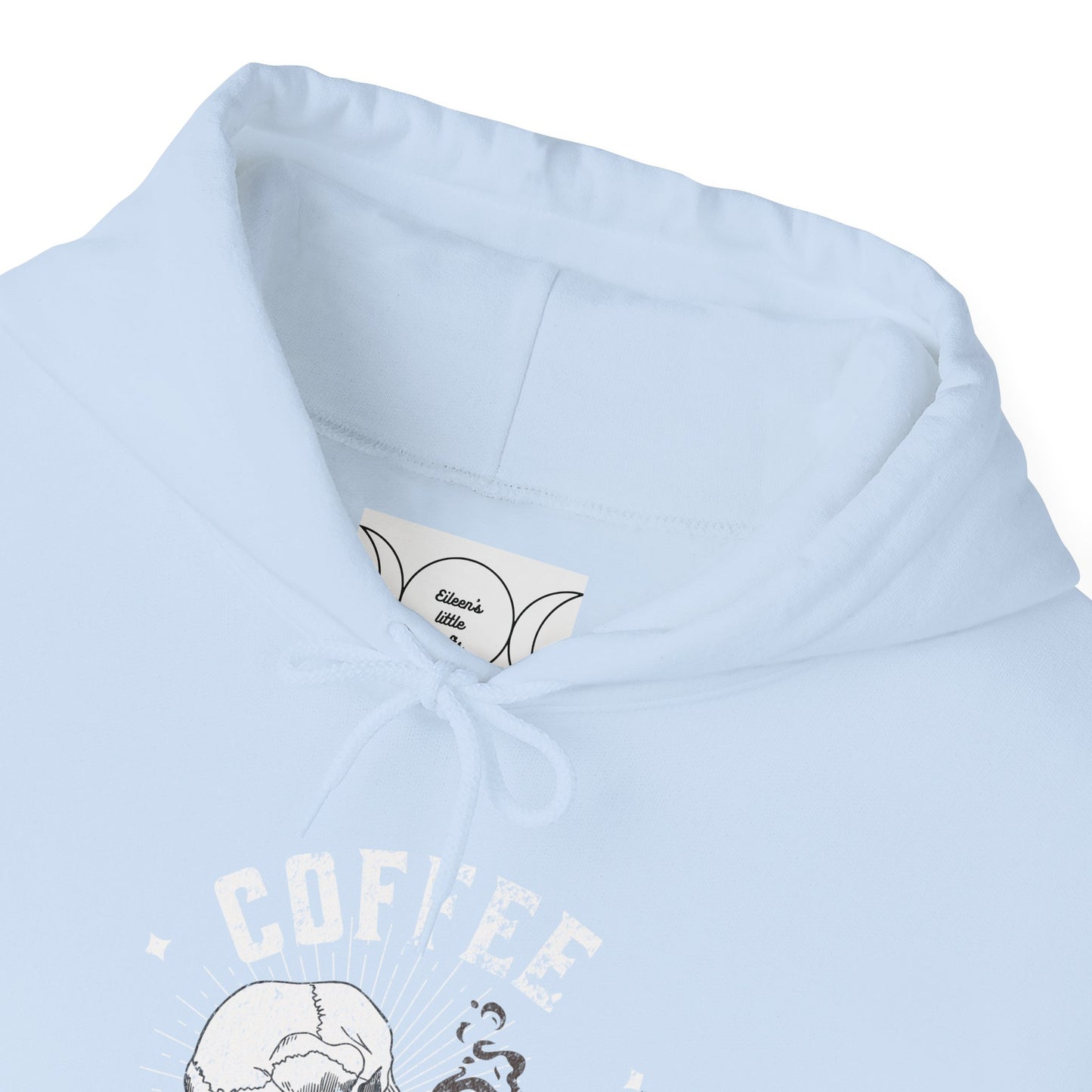 Coffee my first love now & forever, Unisex Heavy Blend™ Hooded Sweatshirt (no sleeve arm design)