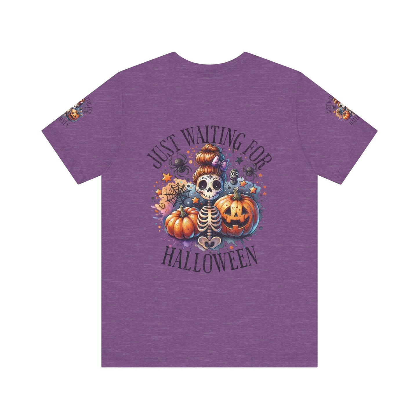 Just waiting for Halloween, Unisex Jersey Short Sleeve Tee (sleeve design)