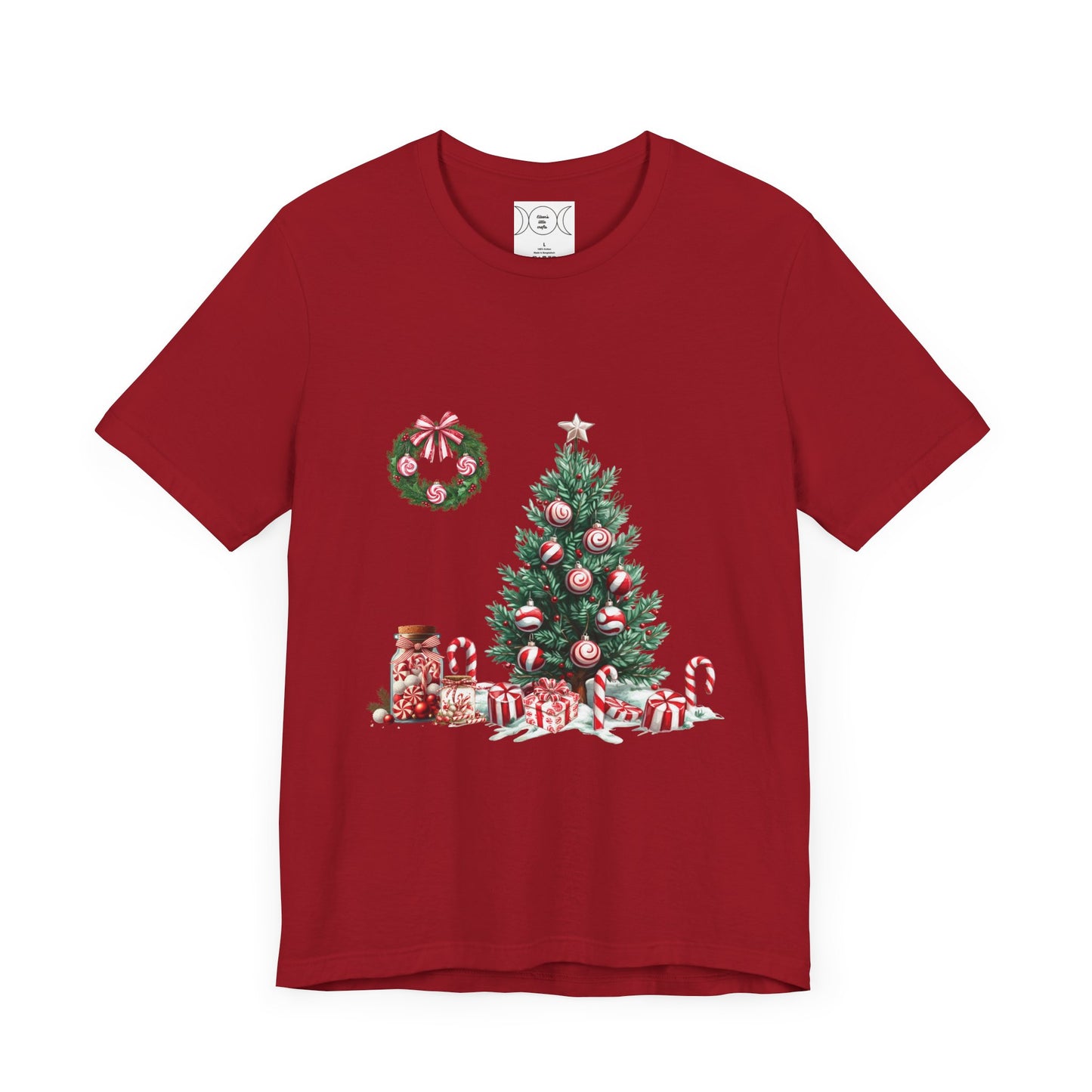 Peppermint Christmas, Unisex Jersey Short Sleeve Tee ( No sleeve design)