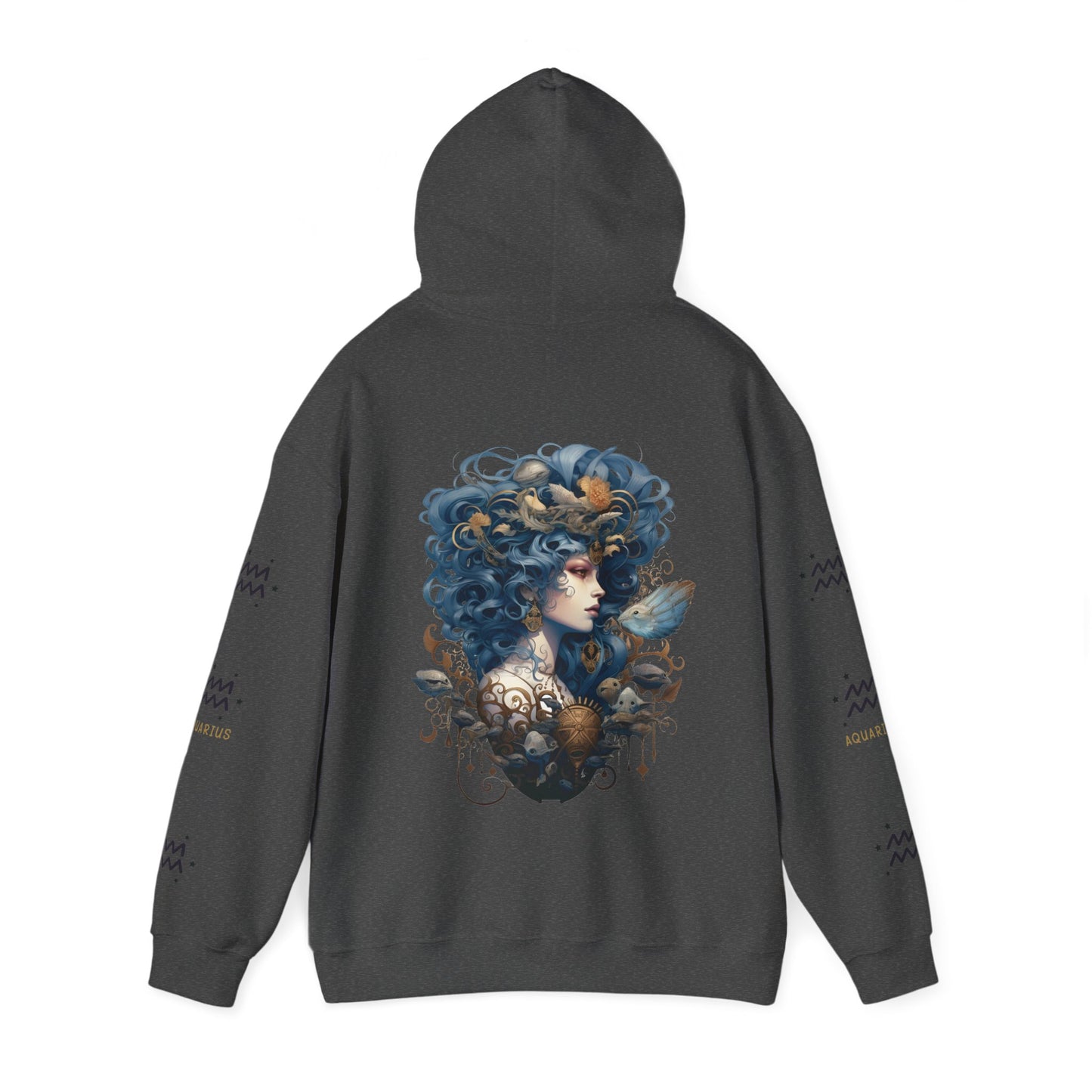 Aquarius, Unisex Heavy Blend™ Hooded Sweatshirt (no side arm design)