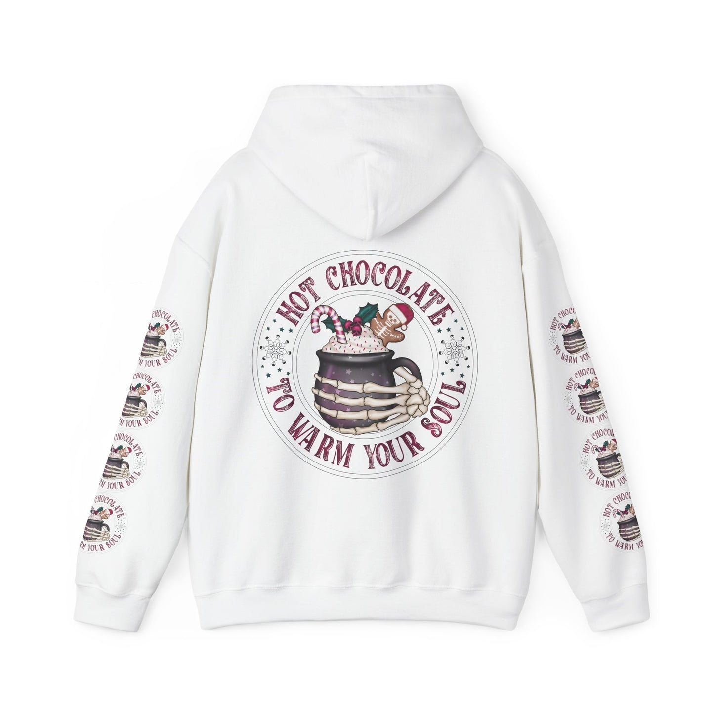 Hot chocolate to warm up my soul,  Unisex Heavy Blend™ Hooded Sweatshirt (side arm design)