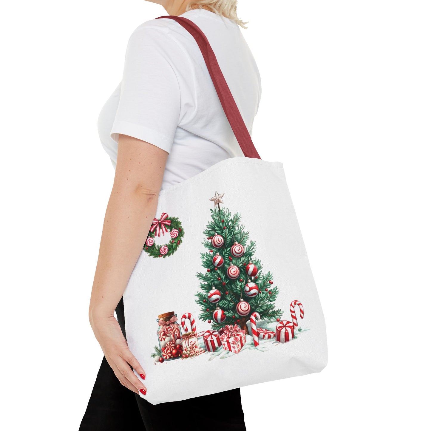 Peppermint Christmas, Tote Bag (AOP)