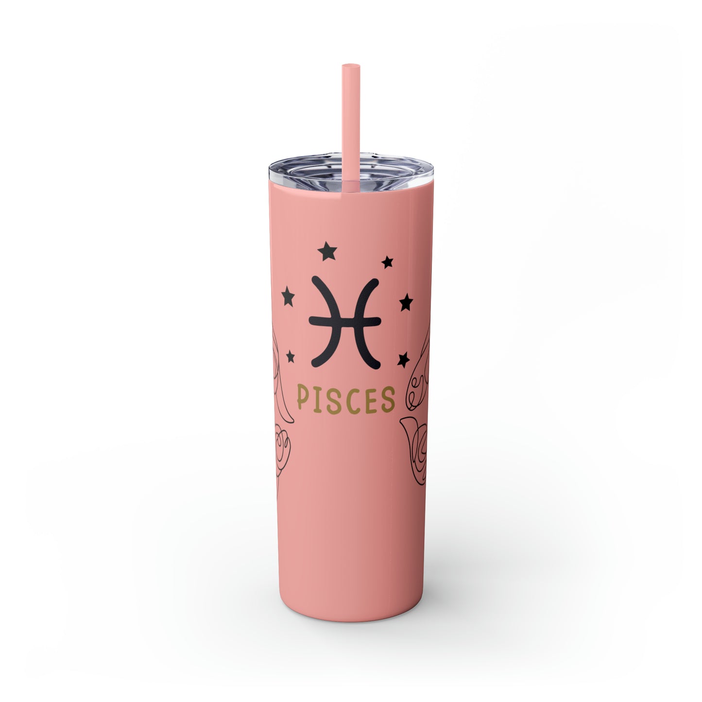 Pisces , Skinny Tumbler with Straw, 20oz