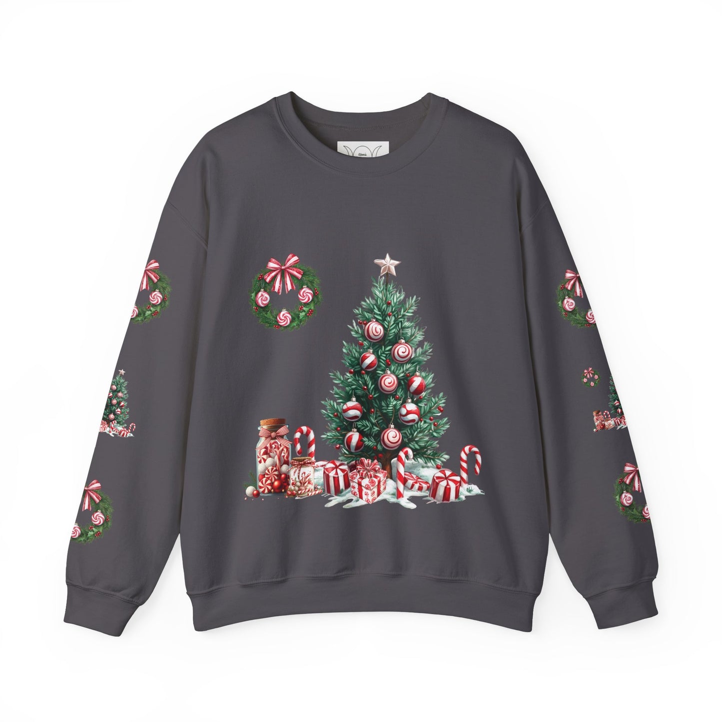 Peppermint Christmas, ™ Crewneck Sweatshirt ( sleeve design )