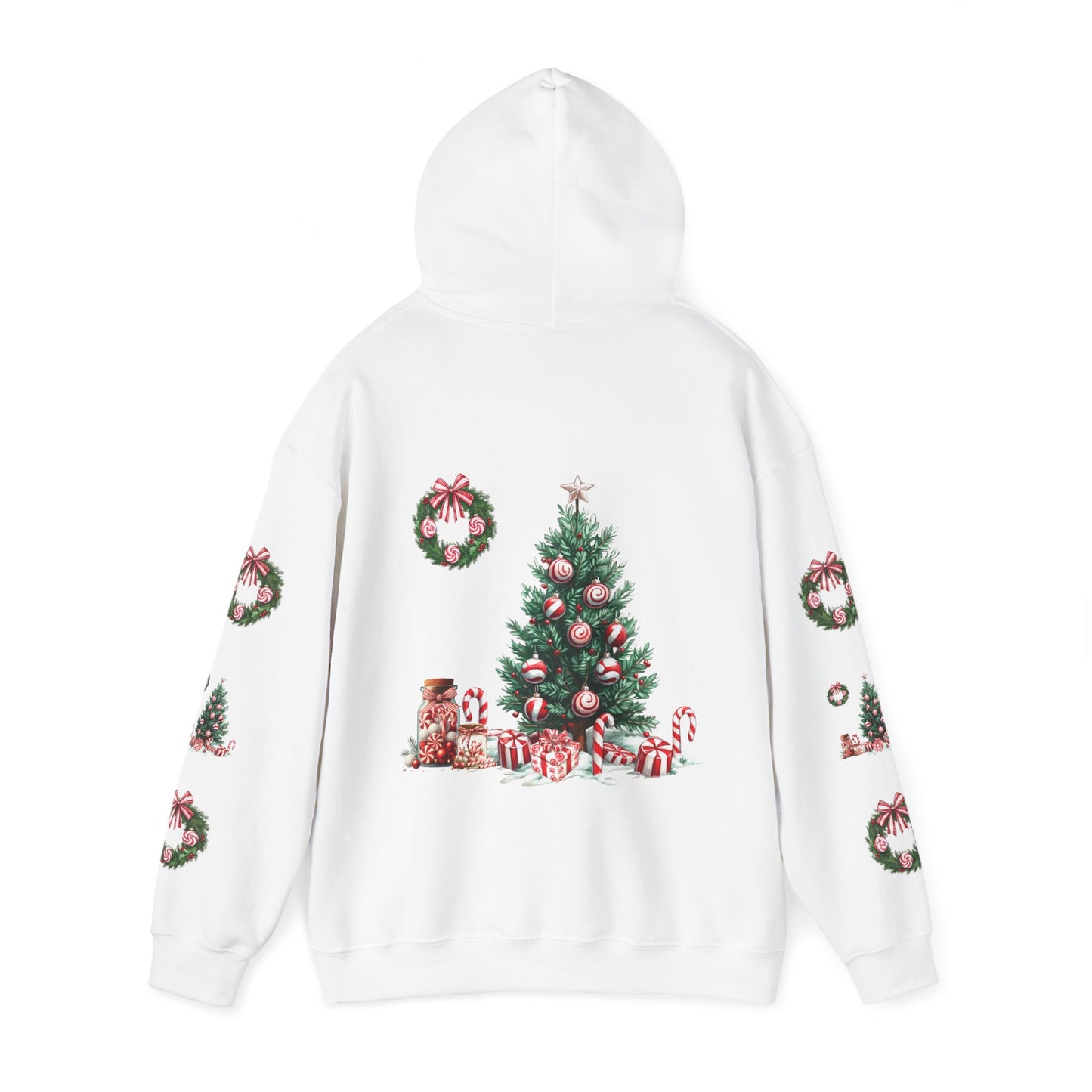 Peppermint Christmas,  Unisex Heavy Blend™ Hooded Sweatshirt (no side arm design)