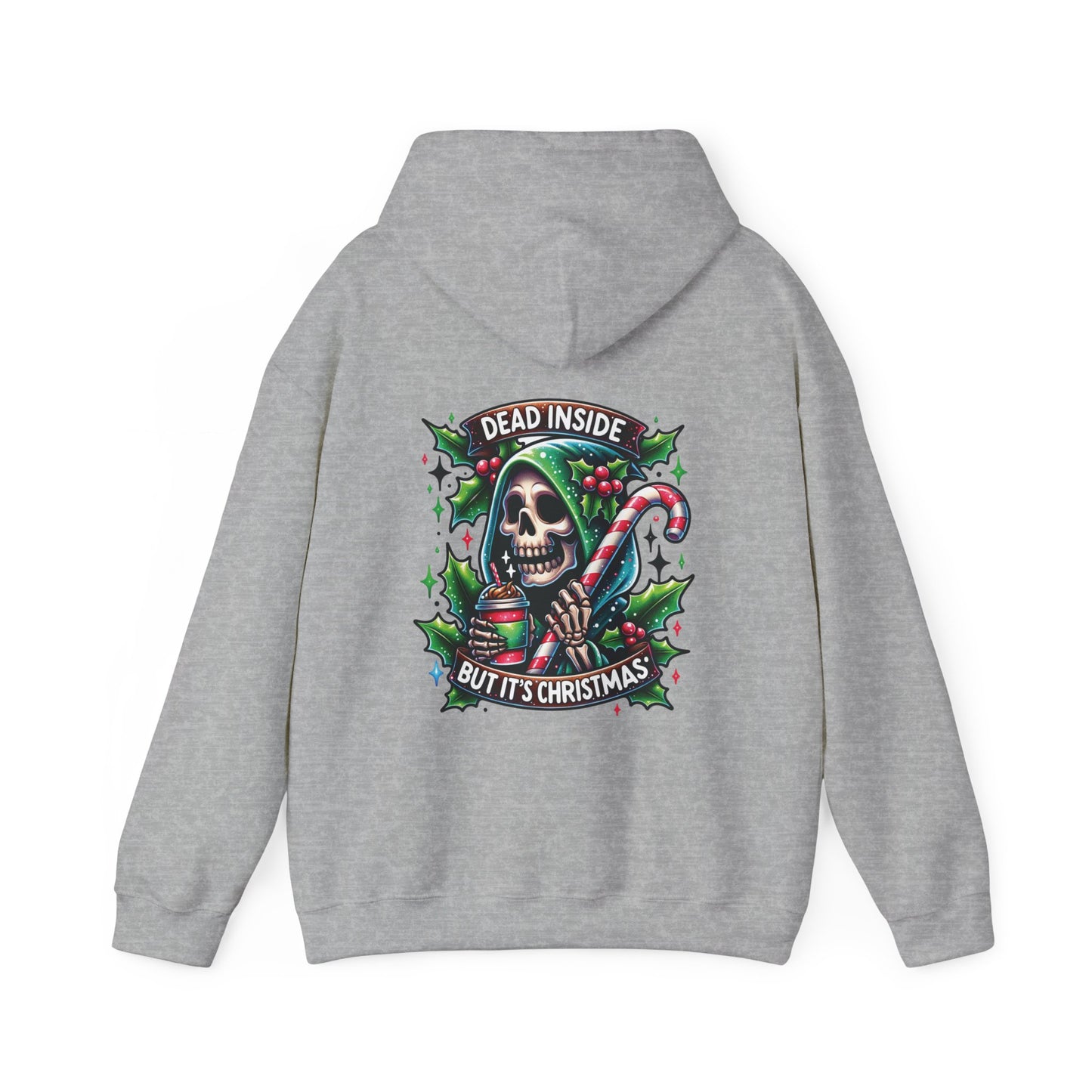 Dead inside but it’s Christmas,  Unisex Heavy Blend™ Hooded Sweatshirt (no sleeve arm design)