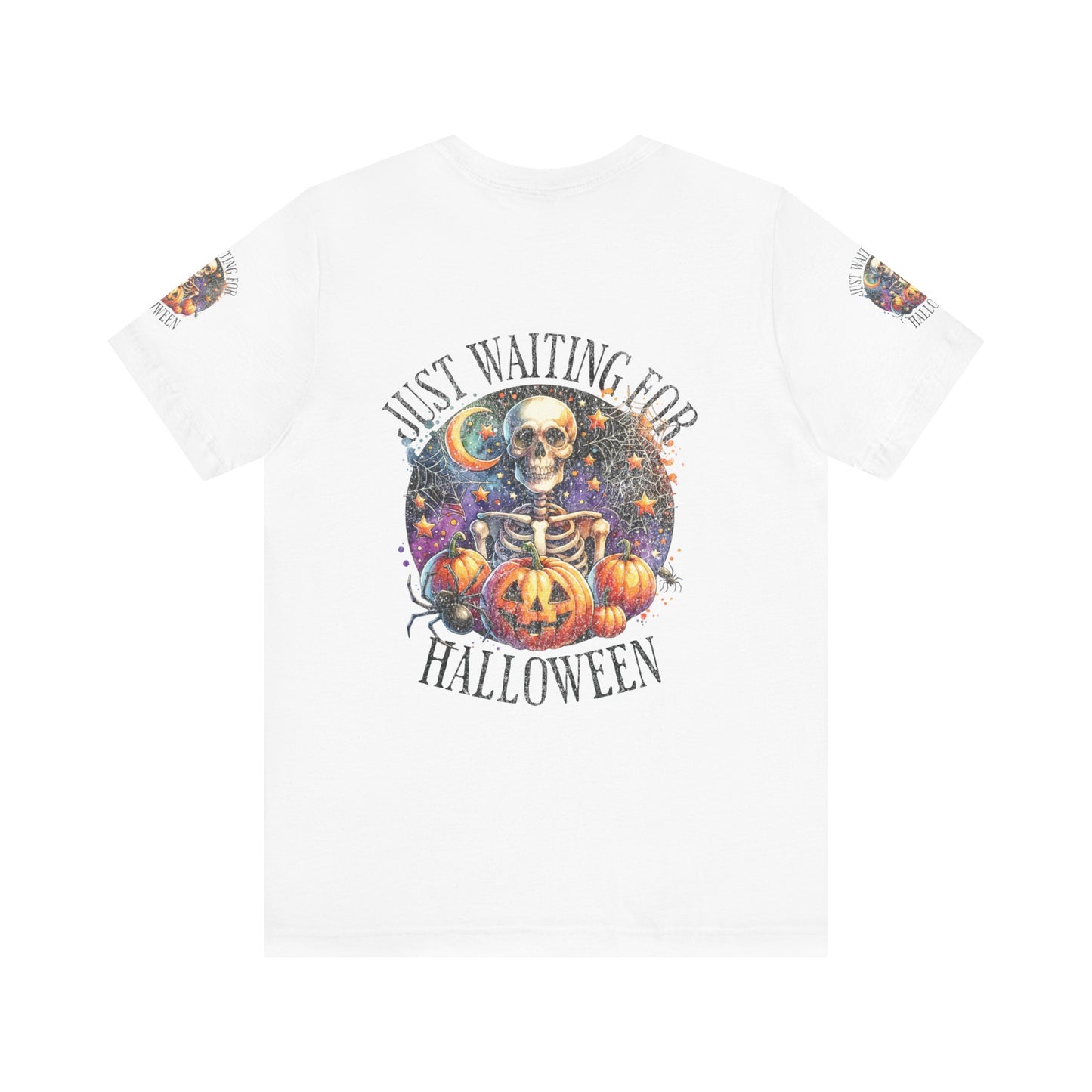 Just waiting for Halloween, Unisex Jersey Short Sleeve Tee (sleeve design)