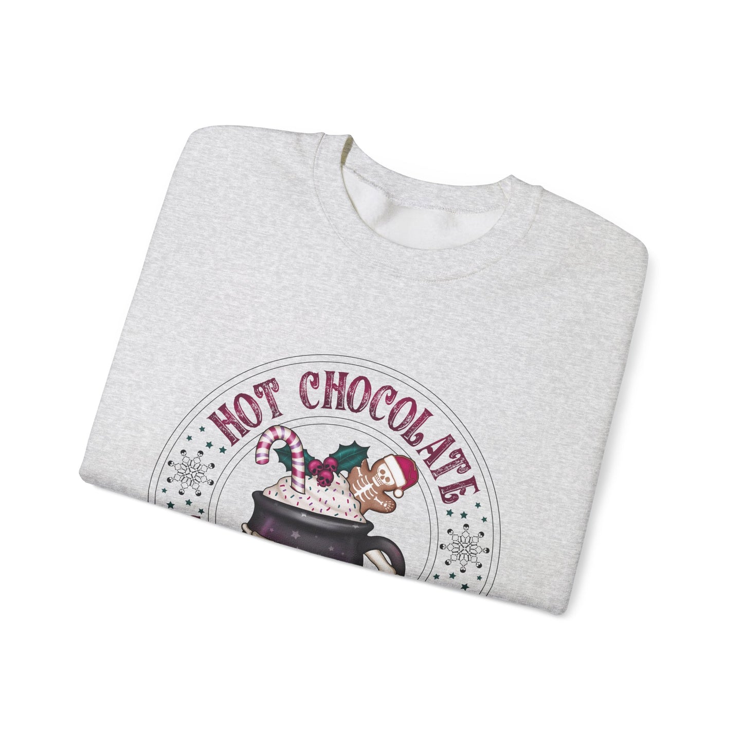 Hot chocolate to warm up my soul, Unisex Heavy Blend™ Crewneck Sweatshirt (Sleeve design)