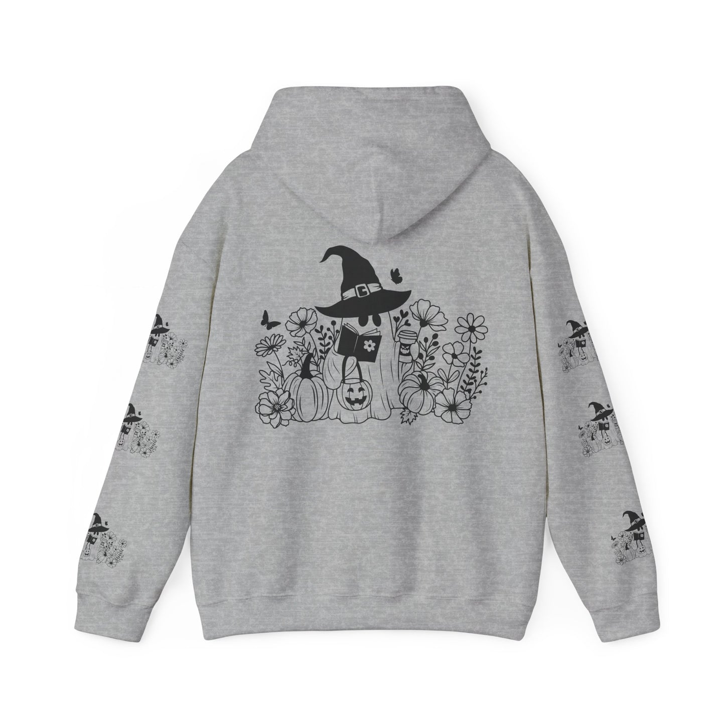 Cozy boo reading,  Unisex Heavy Blend™ Hooded Sweatshirt (sleeve design)