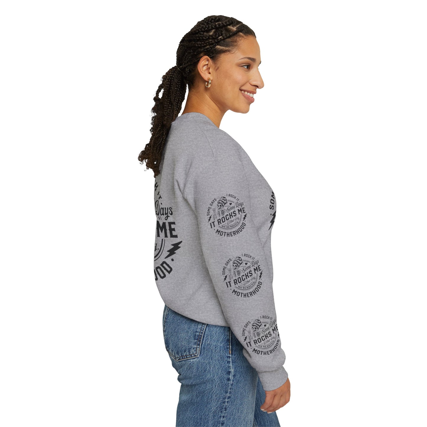 Rocking motherhood, ™ Crewneck Sweatshirt ( side arm design)