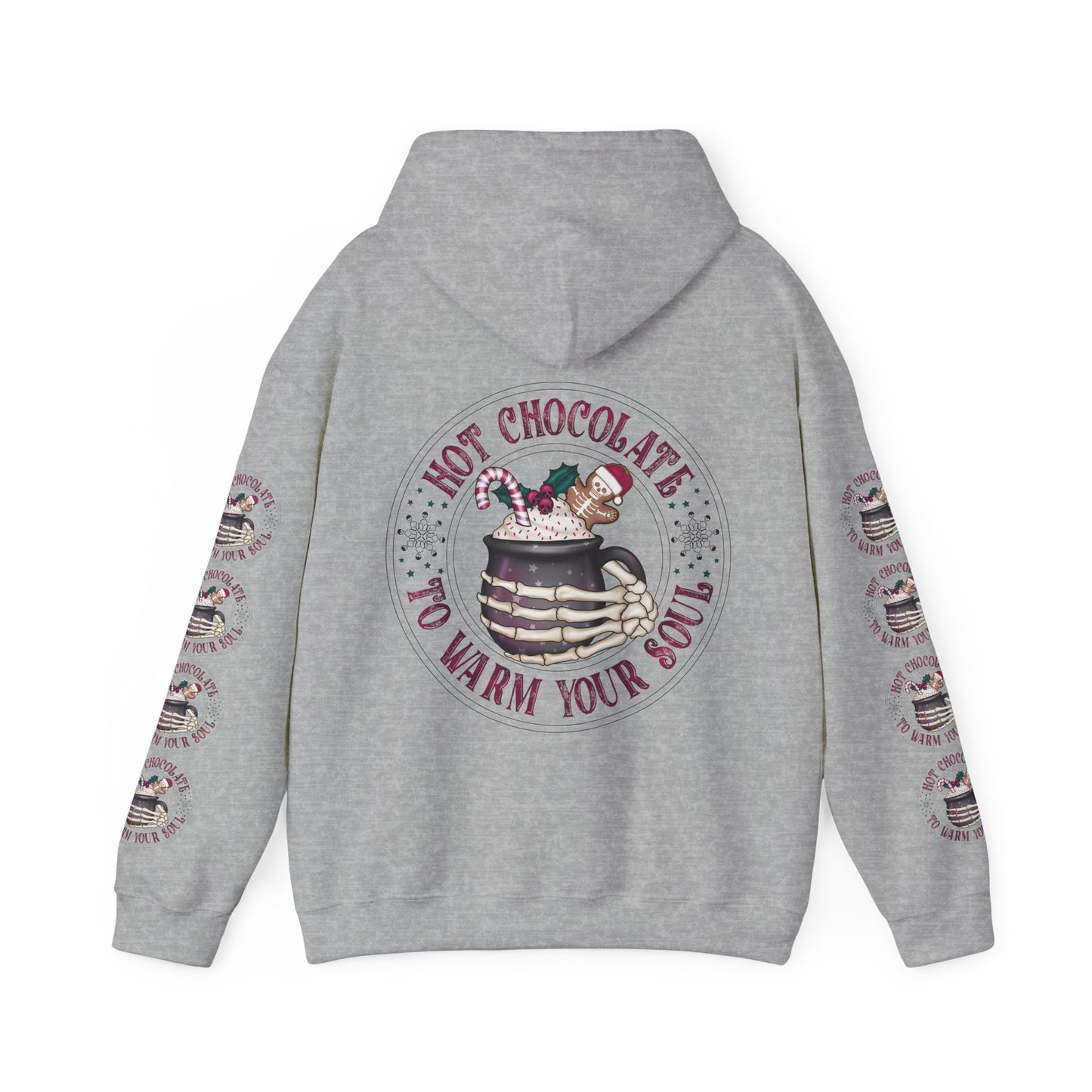 Hot chocolate to warm up my soul,  Unisex Heavy Blend™ Hooded Sweatshirt (side arm design)