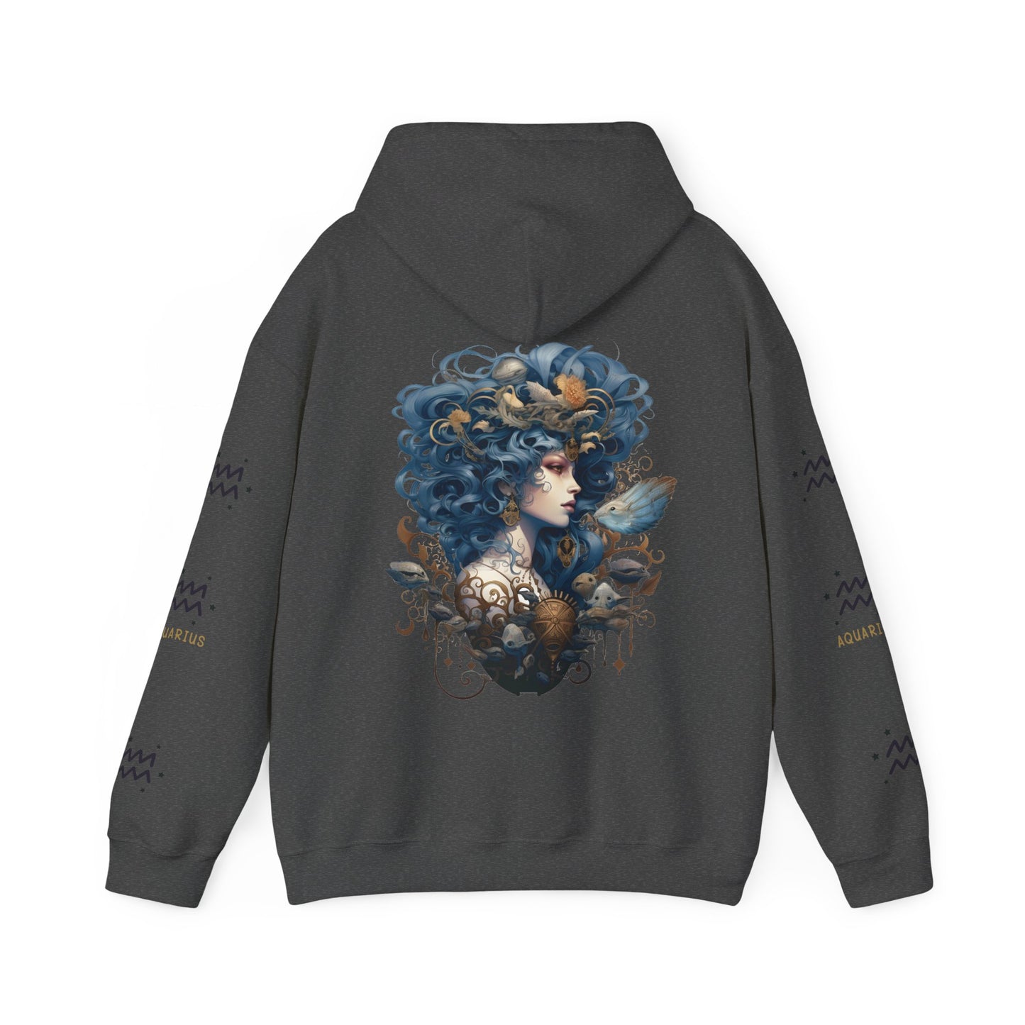 Aquarius, Unisex Heavy Blend™ Hooded Sweatshirt (no side arm design)