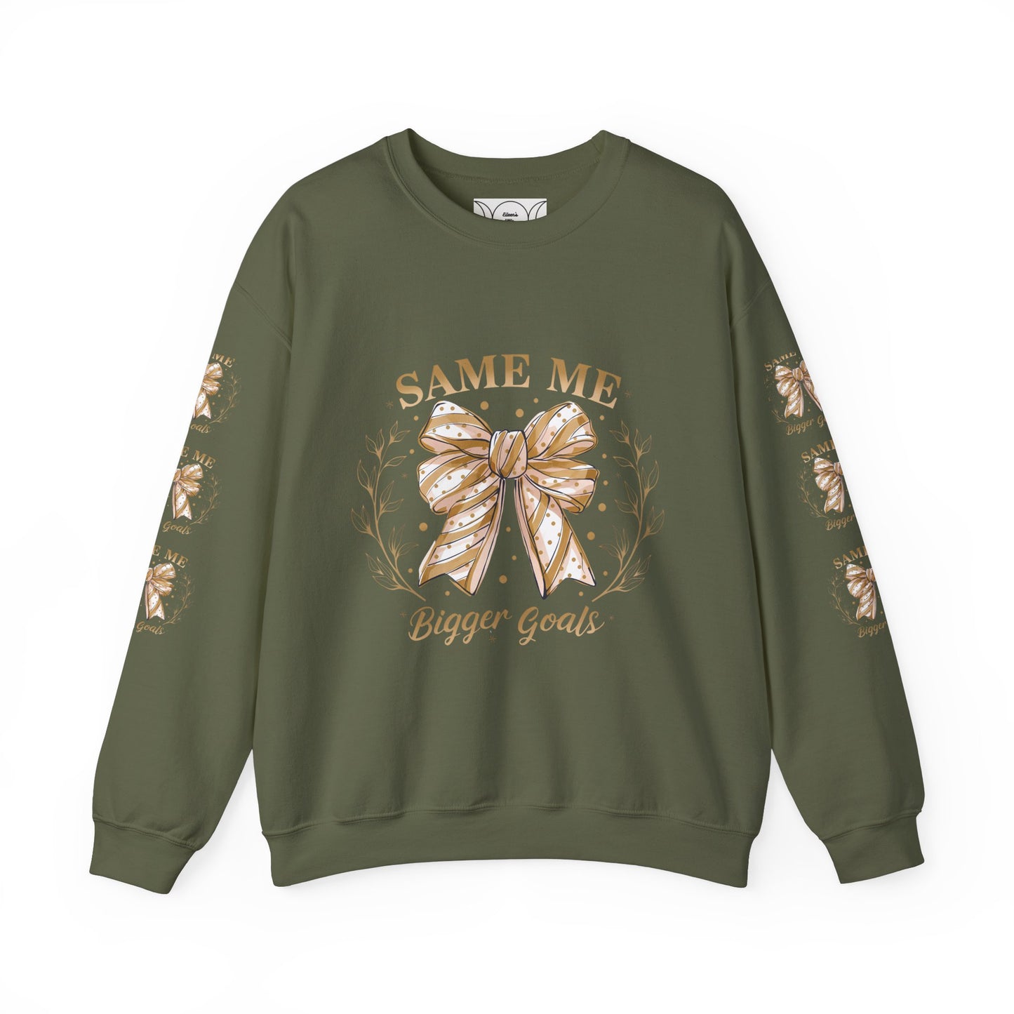 Same me, bigger goals , Unisex Heavy Blend™ Crewneck Sweatshirt (sleeve design)