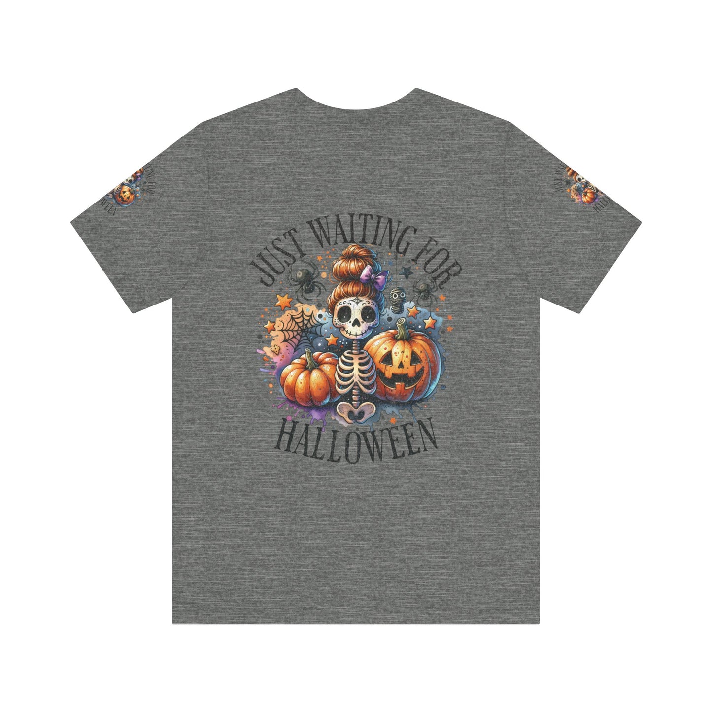 Just waiting for Halloween, Unisex Jersey Short Sleeve Tee (sleeve design)