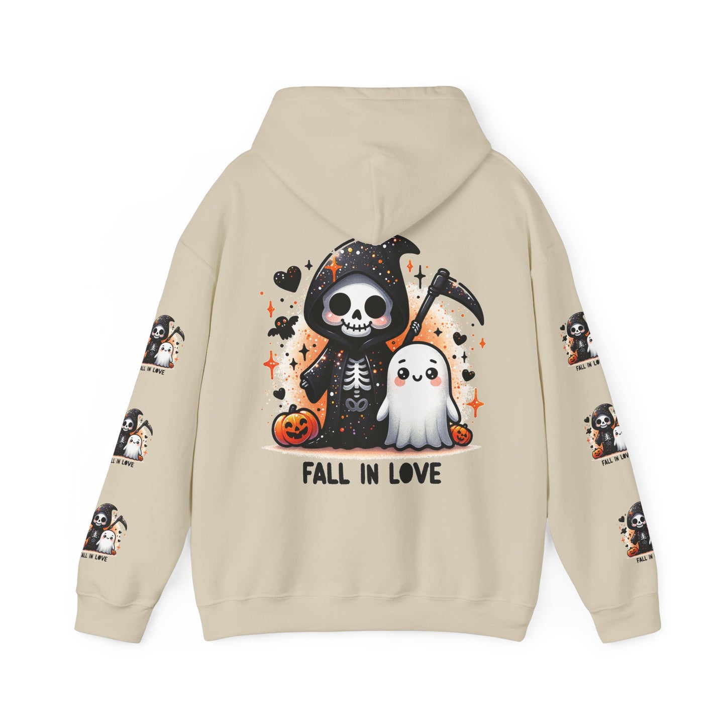 Fall in love,  Unisex Heavy Blend™ Hooded Sweatshirt (side arm design)